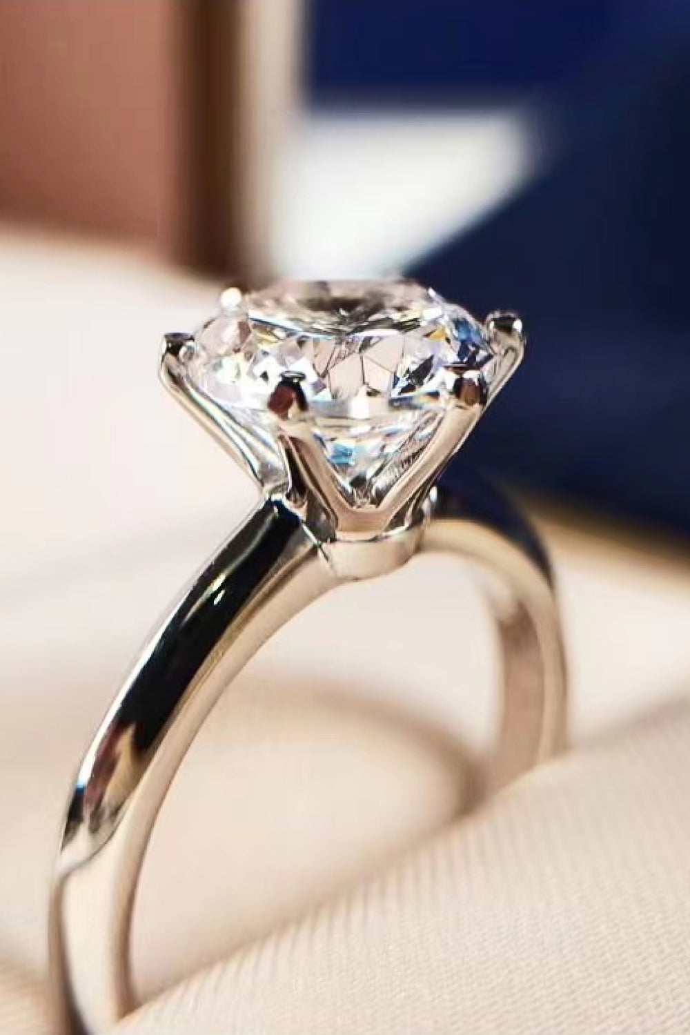 Adored Platinum Over Pure Sterling Silver 3 Carat Brilliant Round Cut Sparkala™ 6-Prong Solitaire Ring by Sparkala