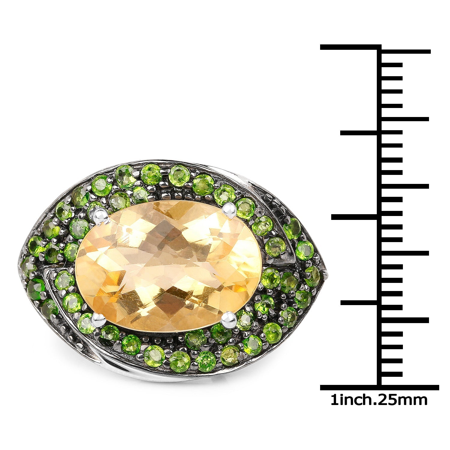 6.11 Carat Genuine Citrine and Chrome Diopside .925 Sterling Silver Ring by Bids.com