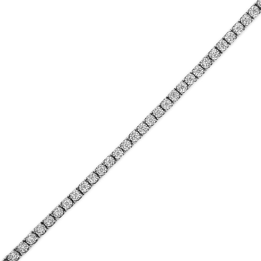 14K White Gold 1.0 Cttw Miracle Set Round-Cut Lab Grown Diamond Illusion Tennis Bracelet (F-G Color, VS2-SI1 Clarity) Size 7" by Bids.com