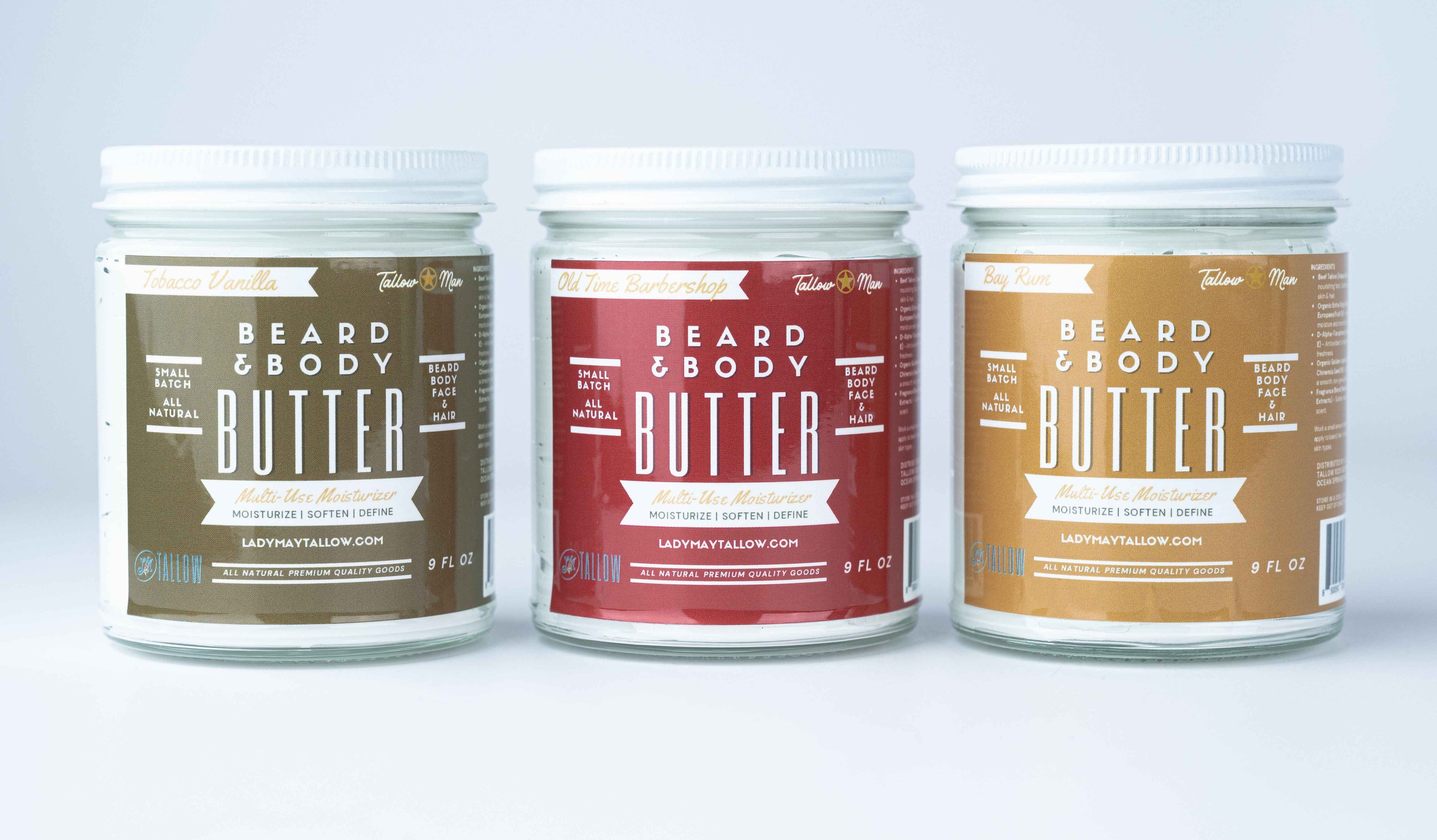 Tallow Man Beard Butter 9oz Trio – Men&