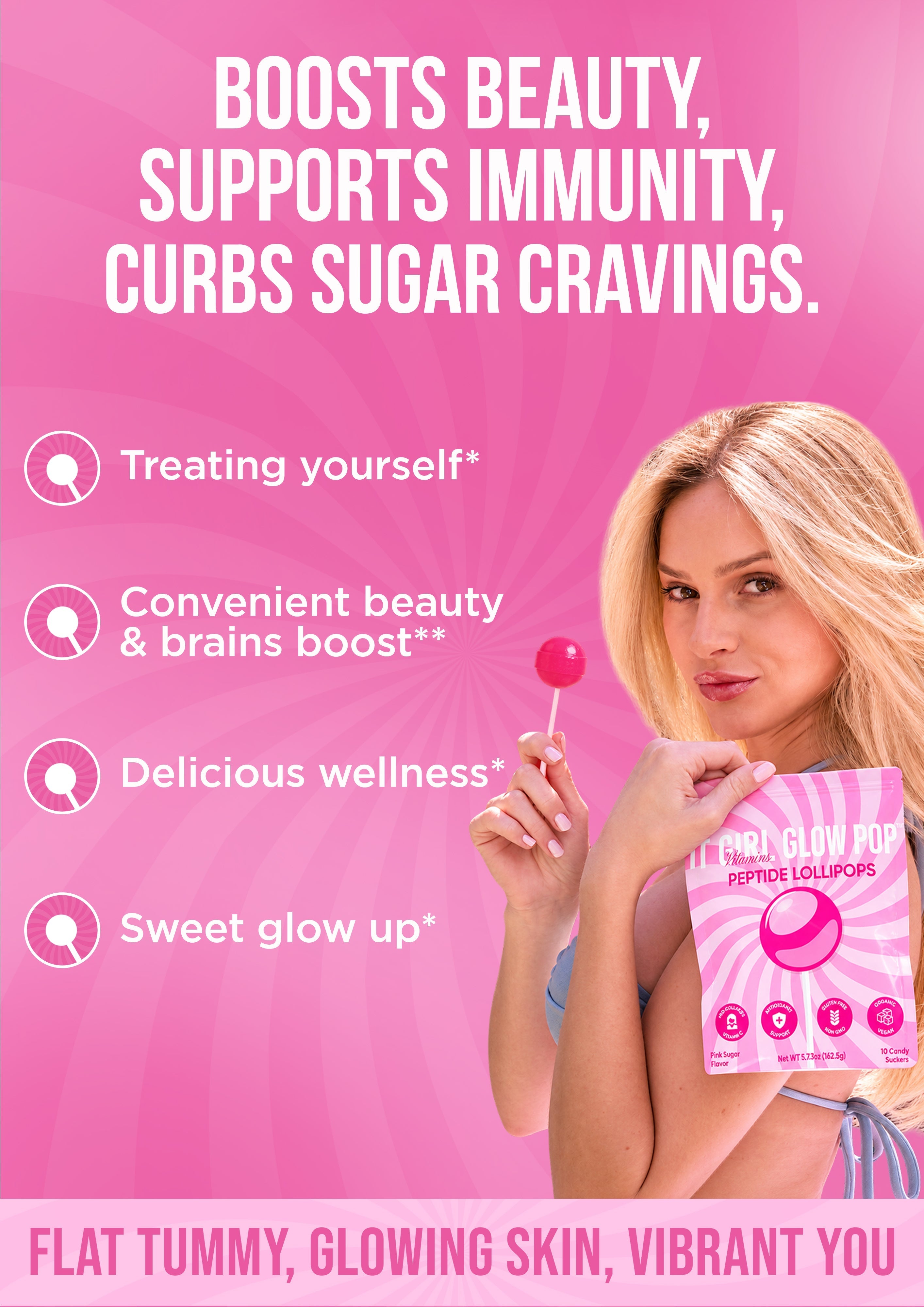 It Girl Beauty Lollipops - Collagen Peptides & Vitamin C Healthy Candy for Skin, Hair, Nails DestGlow