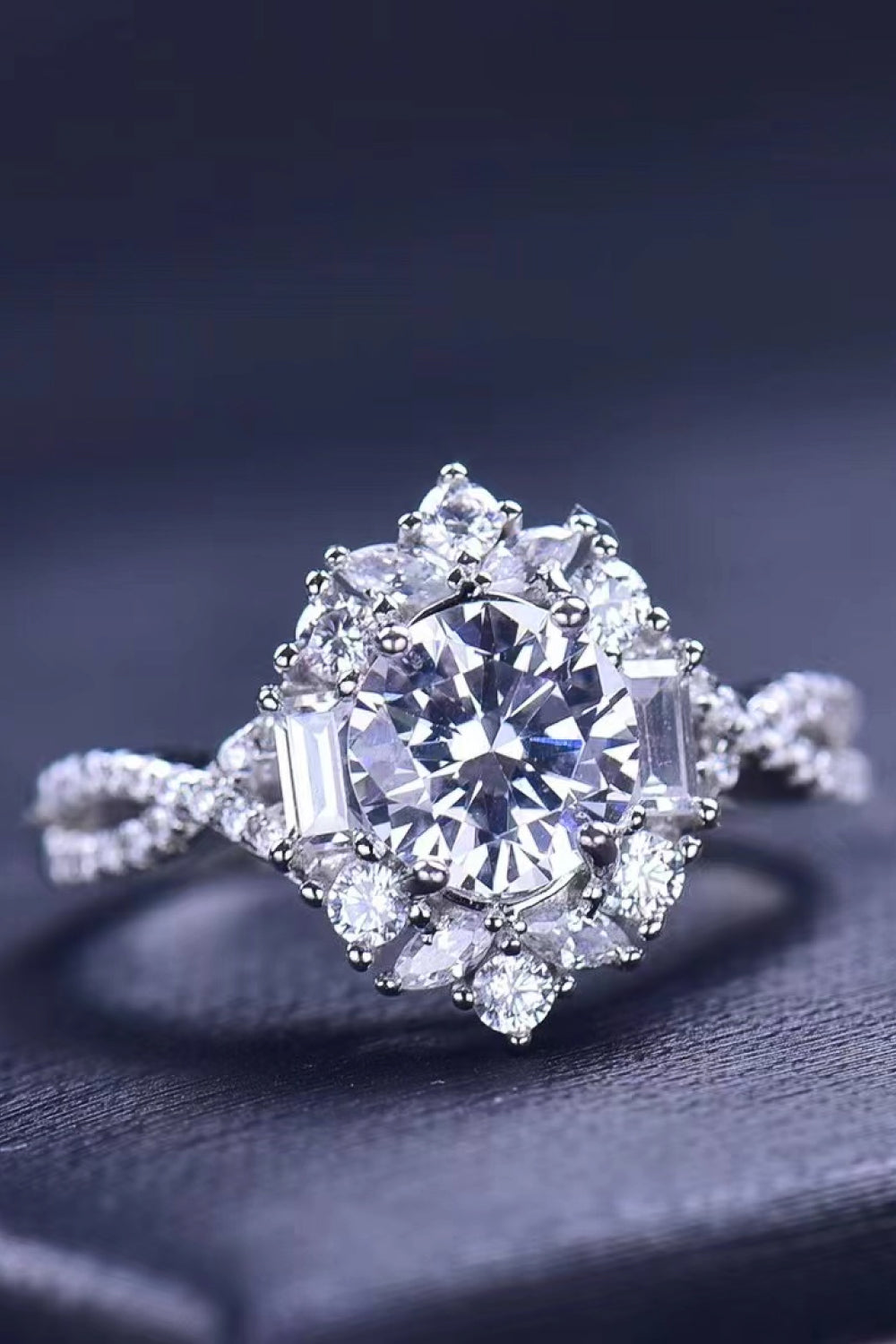Floral 2 Carat Sparkala™ Crisscross Ring (Platinum Over Pure Sterling Silver) by Sparkala
