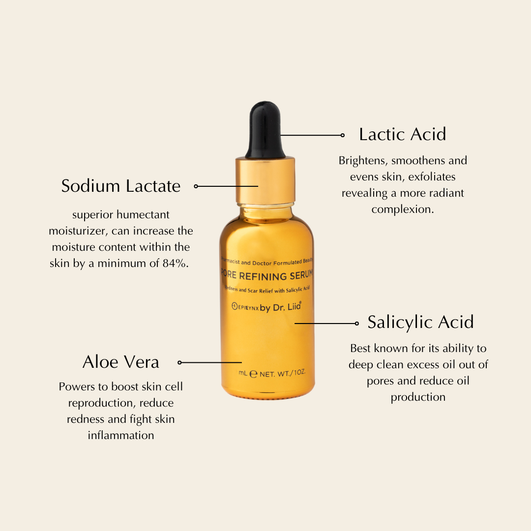 Pore Refining & Redness Relief Serum – Vegan, Gluten-Free, Hypoallergenic Brightening Formula by EpiLynx