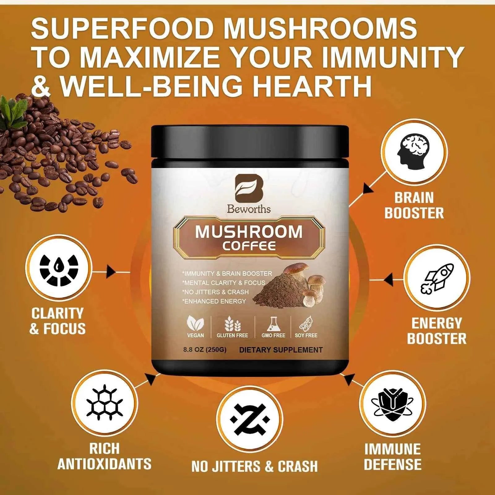 Mushroom Coffee with Cordyceps, Reishi & Lion&