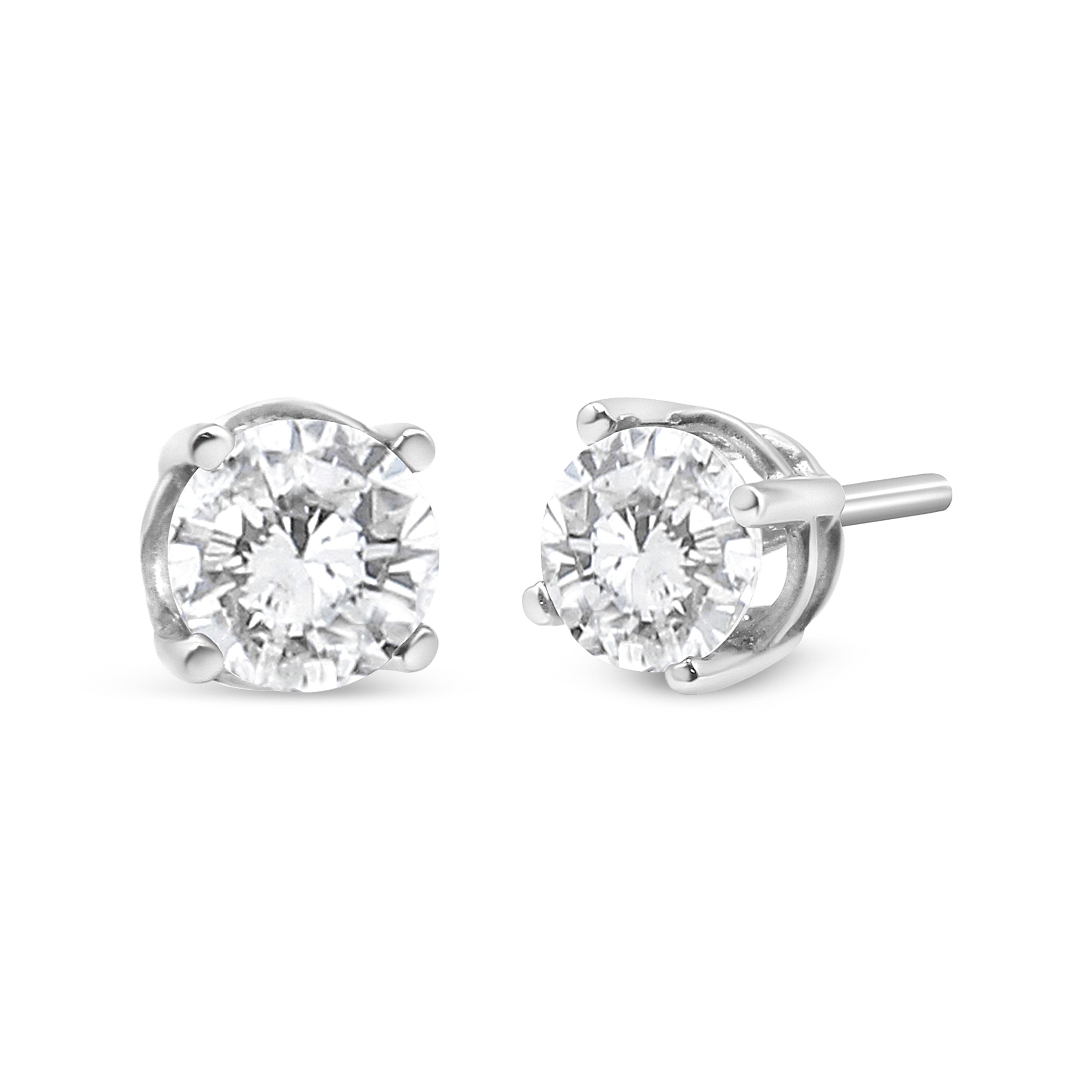 14K White Gold 3/4 Cttw Lab Grown Diamond 4-Prong Classic Stud Earrings (F-G Color, VS2-SI1 Clarity) by Bids.com