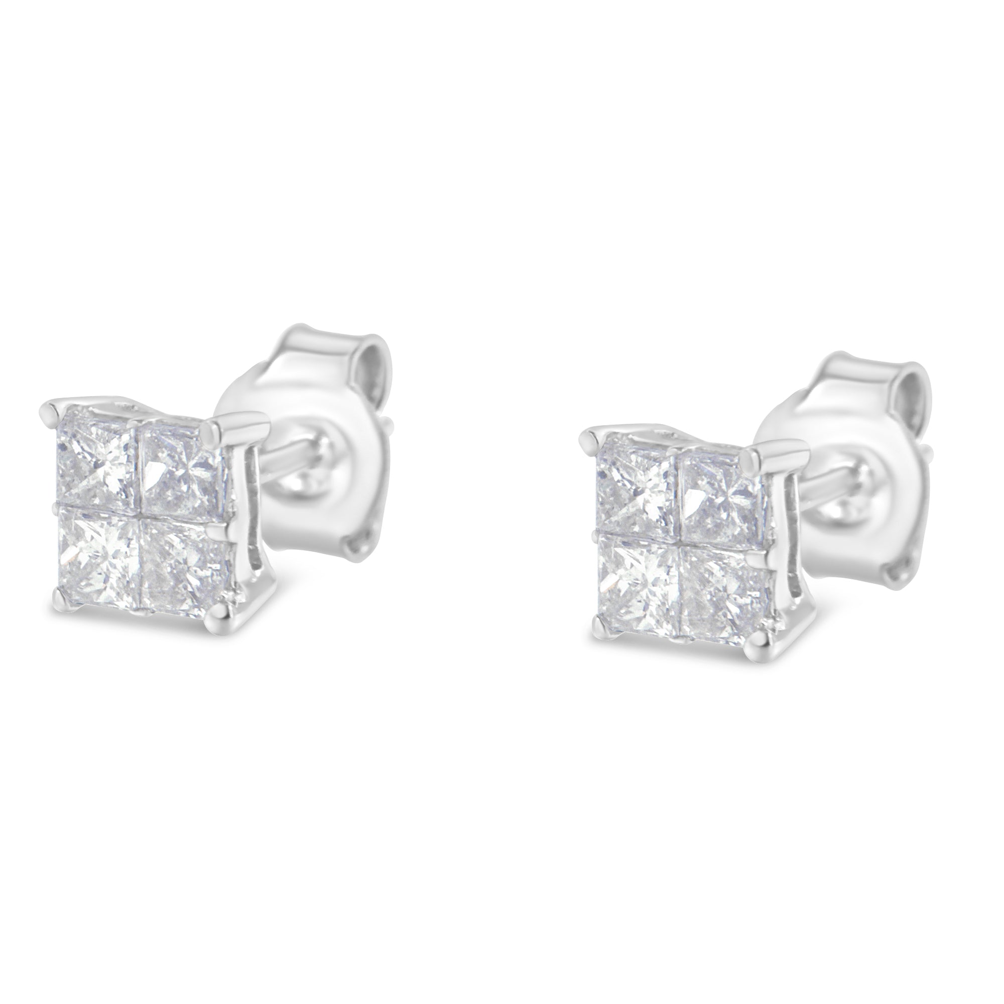 10K White Gold Diamond Stud Earrings (3/4 cttw, H-I Color, SI2-I1 Clarity) by Bids.com