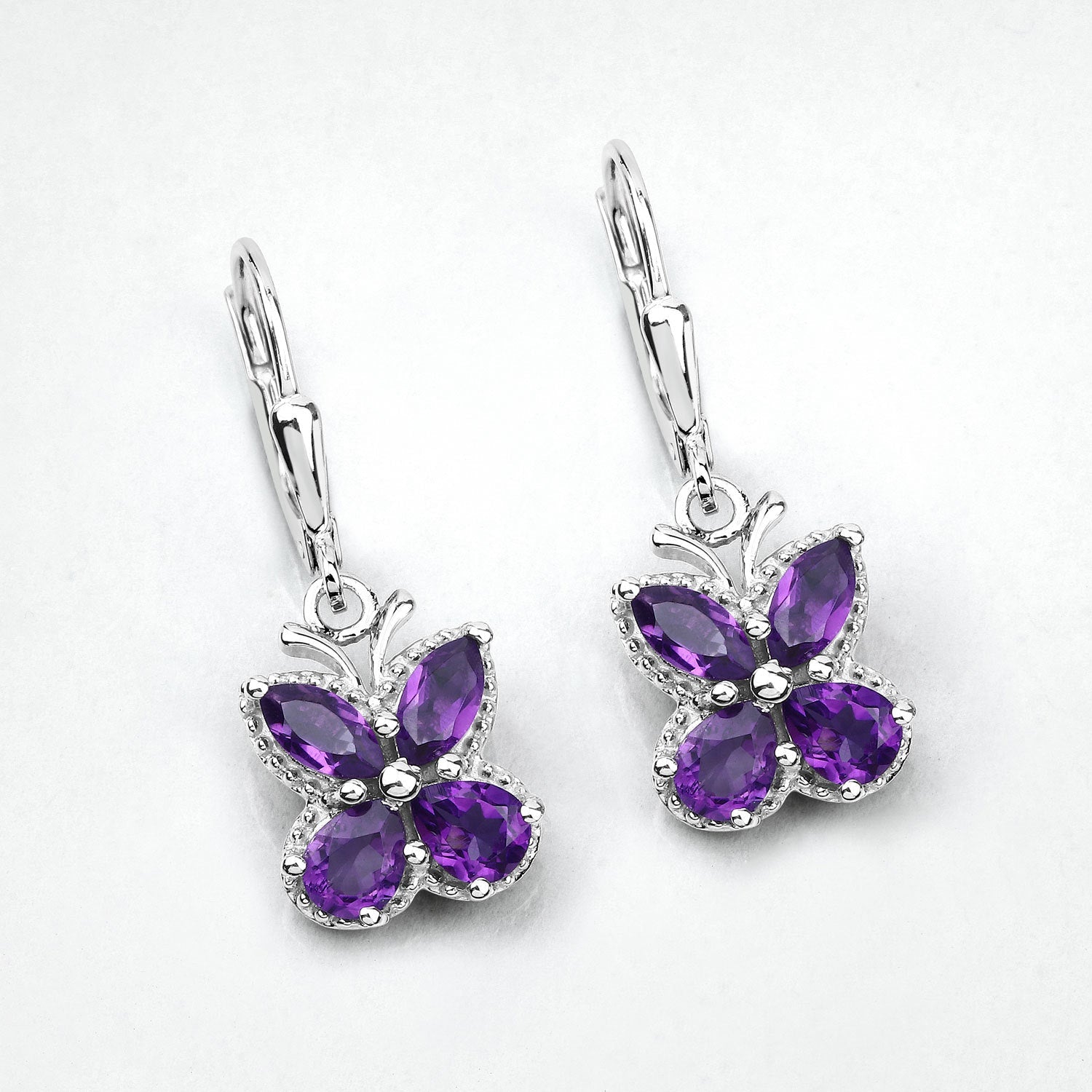 2.12 Carat Genuine Amethyst .925 Sterling Silver Earrings by Bids.com