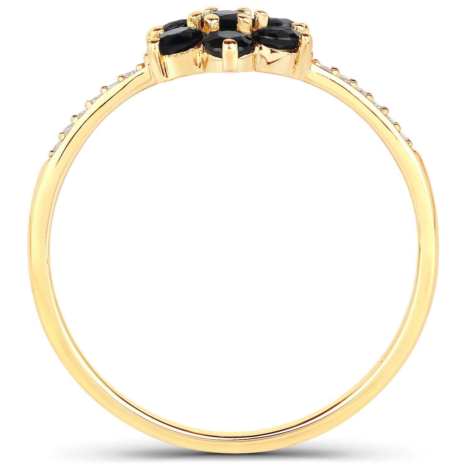 0.45 Carat Genuine Blue Sapphire and White Diamond 10K Yellow Gold Ring DestGlow