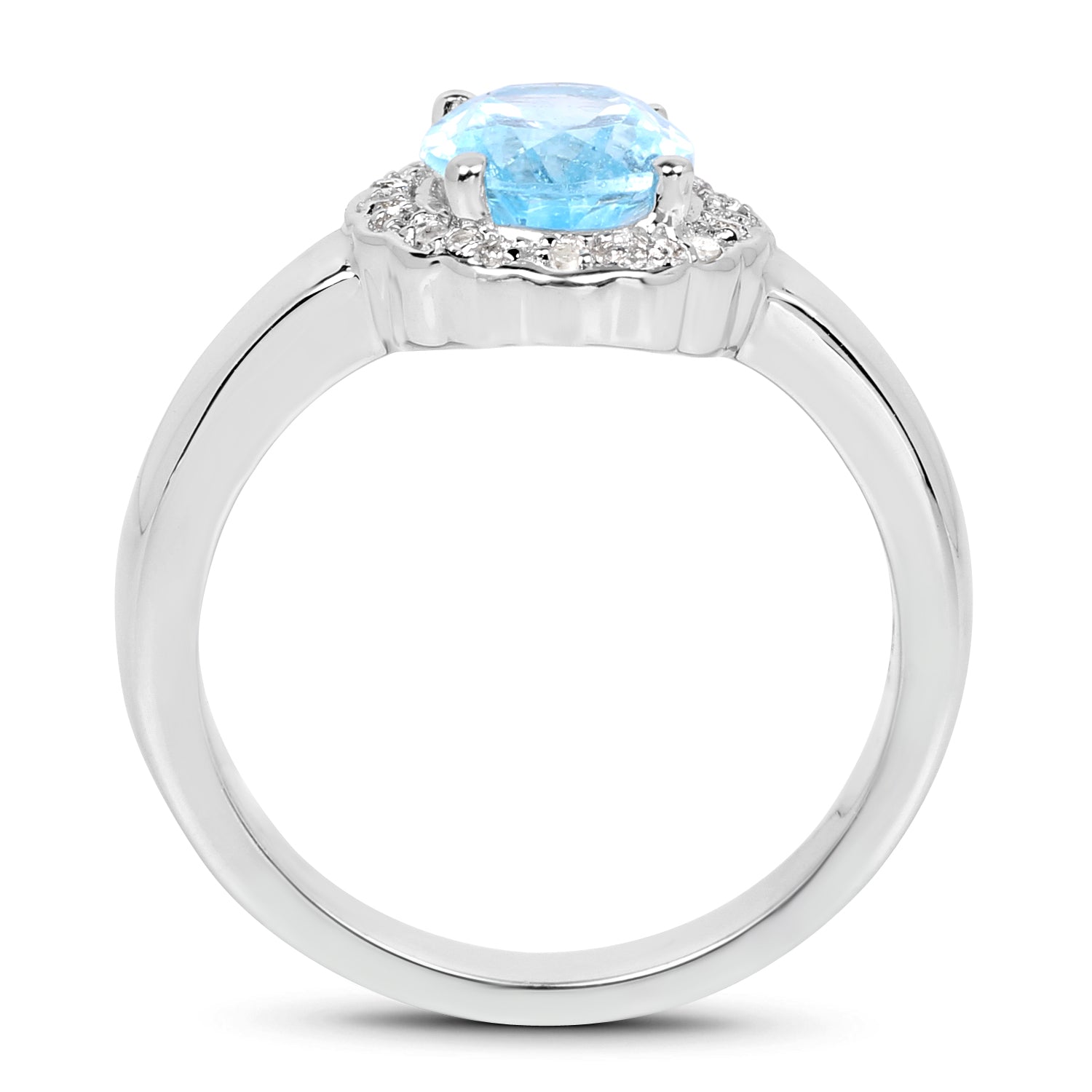 2.58 Carat Genuine Blue Topaz and White Topaz .925 Sterling Silver Ring by Bids.com