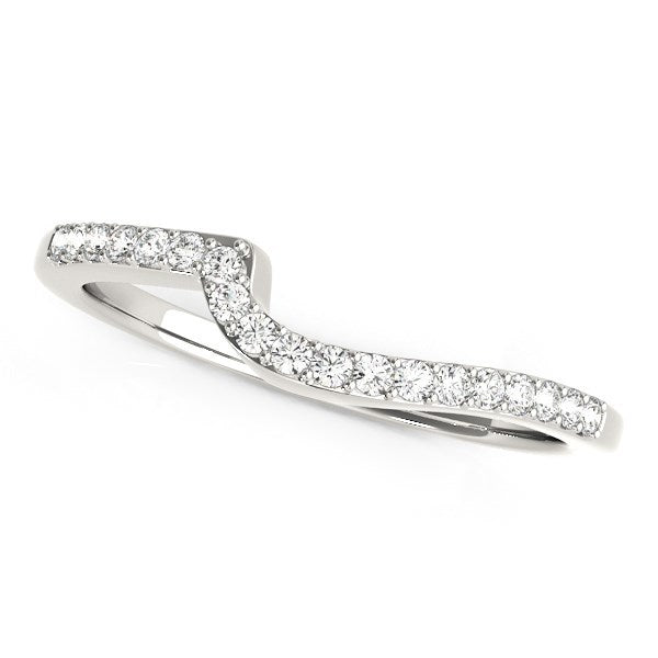 14k White Gold Curved Design Round Diamond Wedding Band (1/4 cttw) by Bids.com