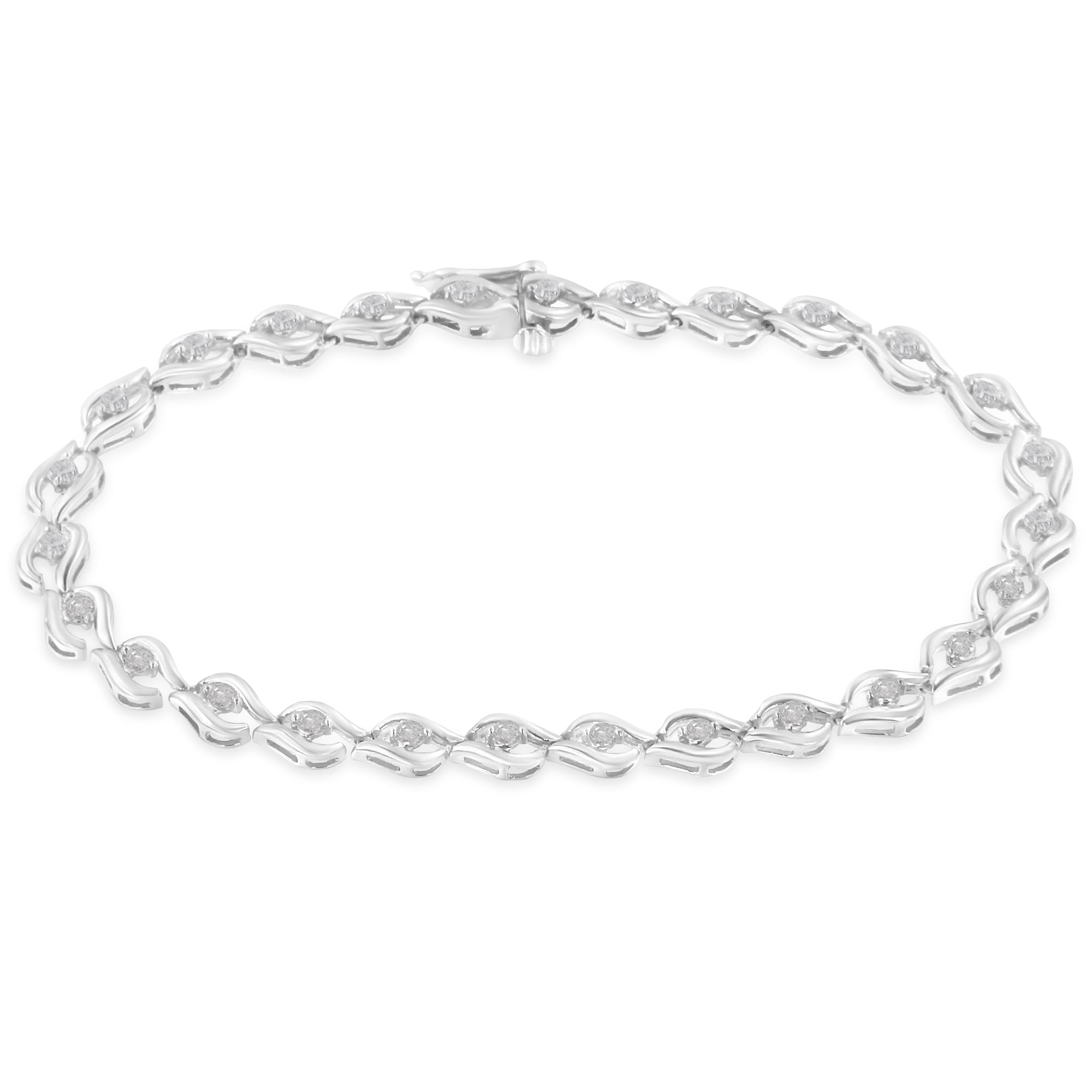 .925 Sterling Silver 1/2 Cttw Rose Cut Diamond Almond Shape Link Tennis Bracelet (I-J Color, I3 Clarity) - 7â€Â DestGlow