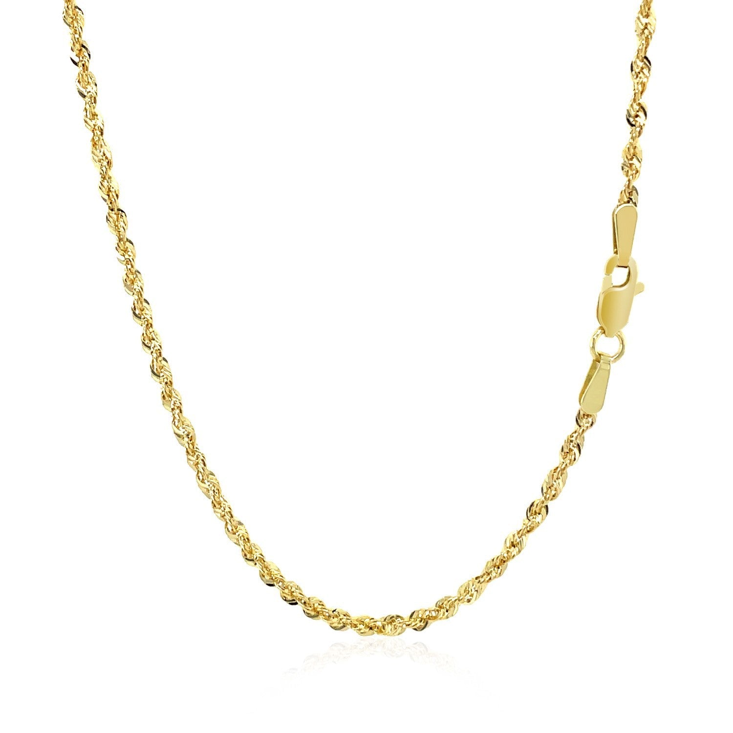 10K Yellow Gold Hollow Diamond Cut Rope Chain (2.00 mm) by Bids.com