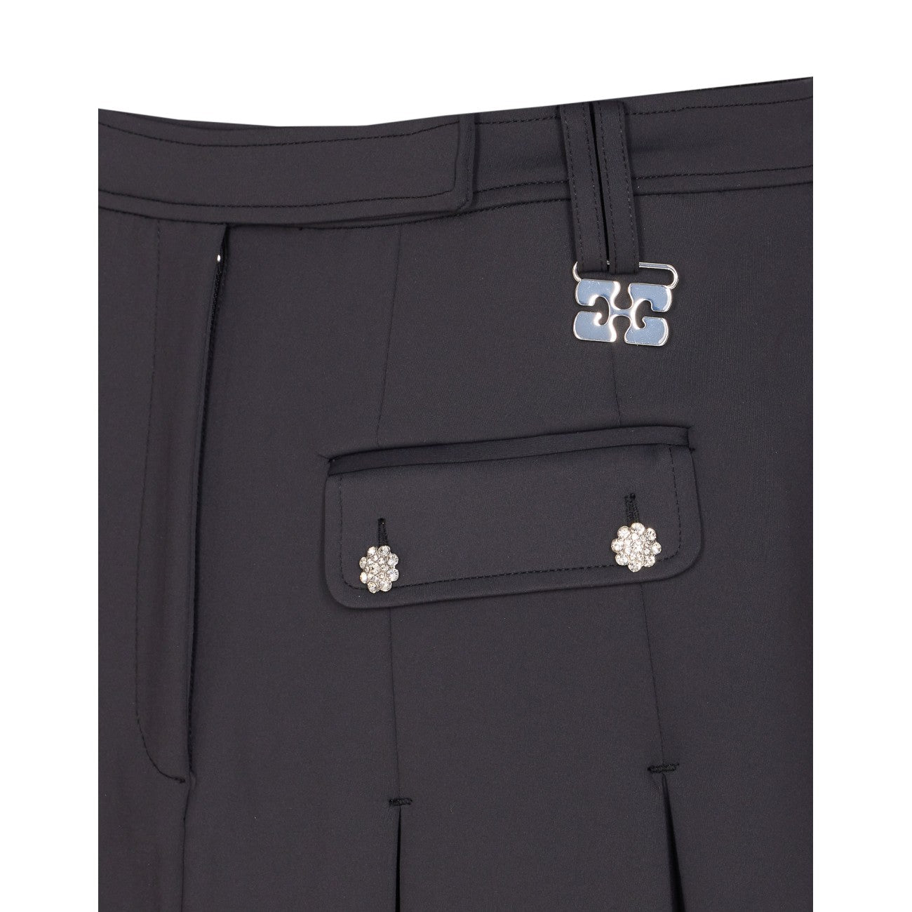Ganni Women Black Pleated Mini Skirt by Luosophy