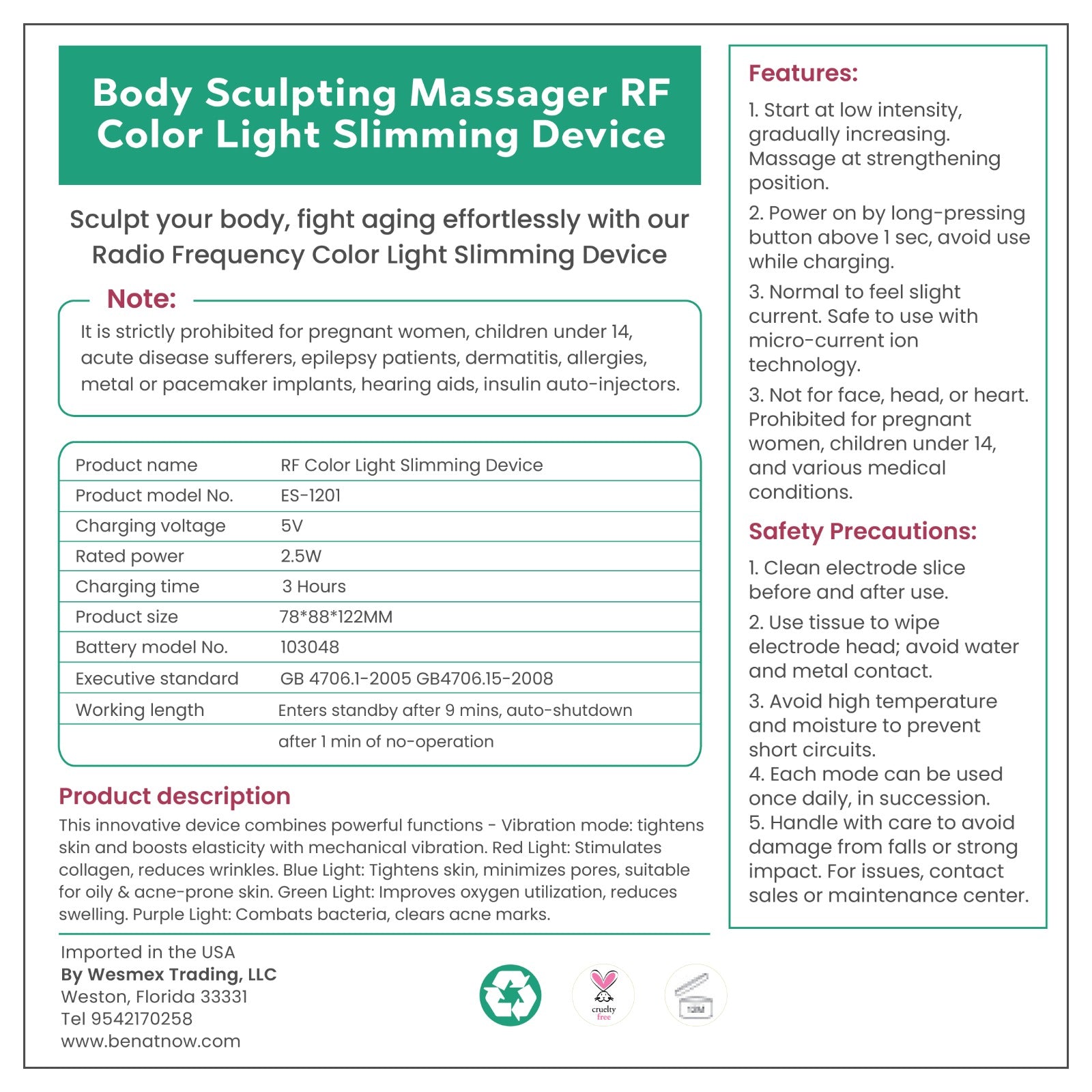 Advanced Body Slimming & Contouring Device - RF, EMS & LED Therapy for Fat Reduction - DestGlow