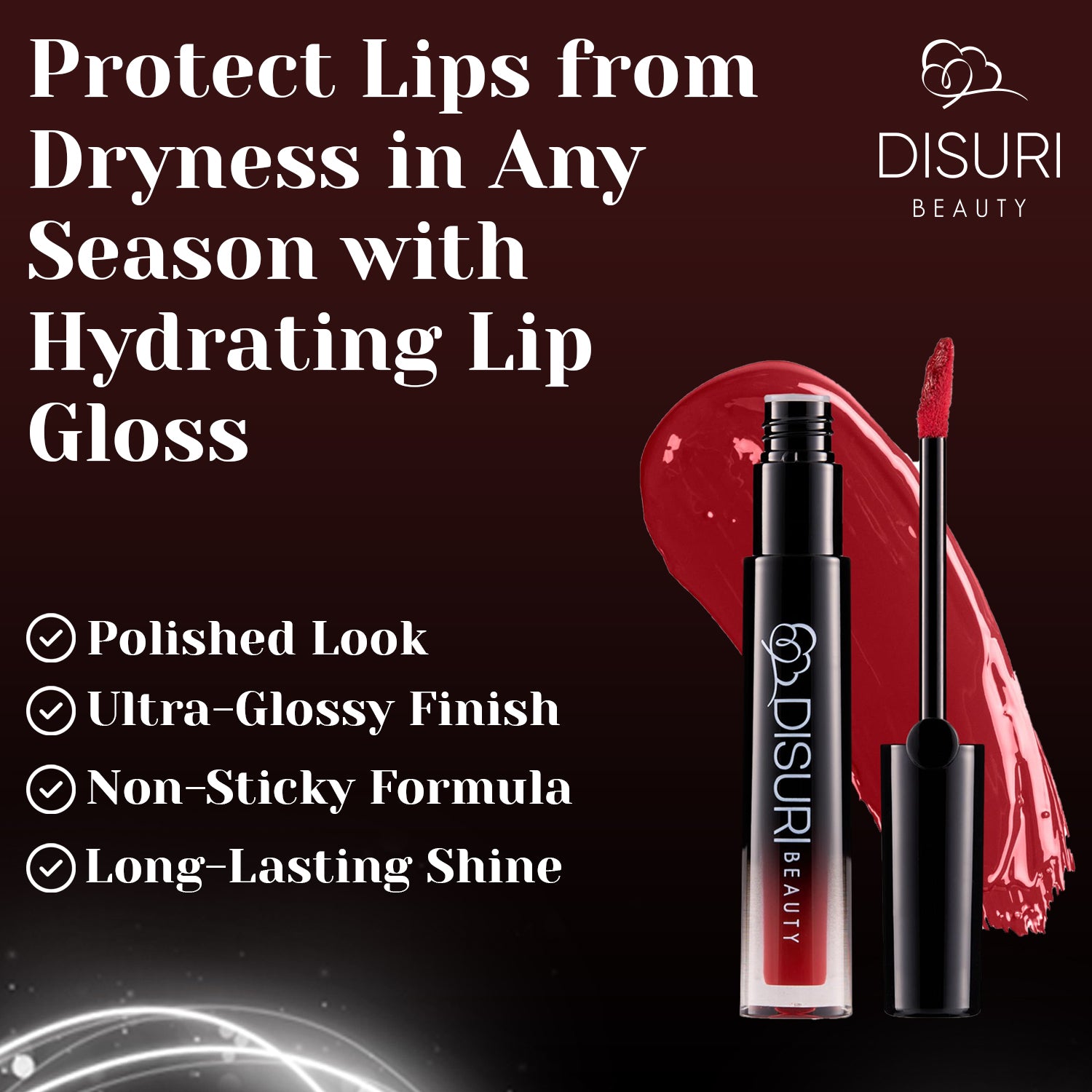 DISURI Beauty Glossy Blast Lip Gloss - Forbidden Red