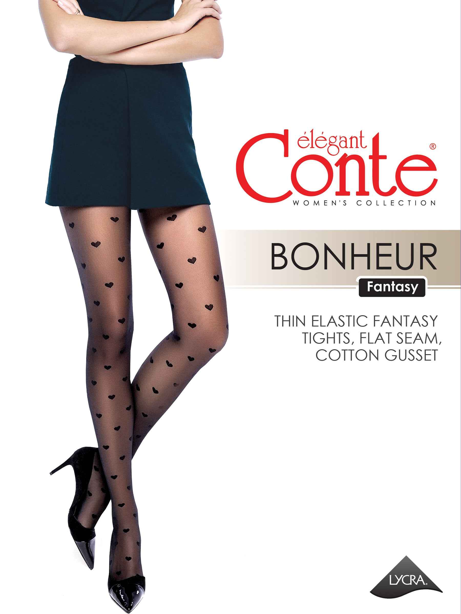 Fantasy Tights Conte Bonheur - Hearts Pattern