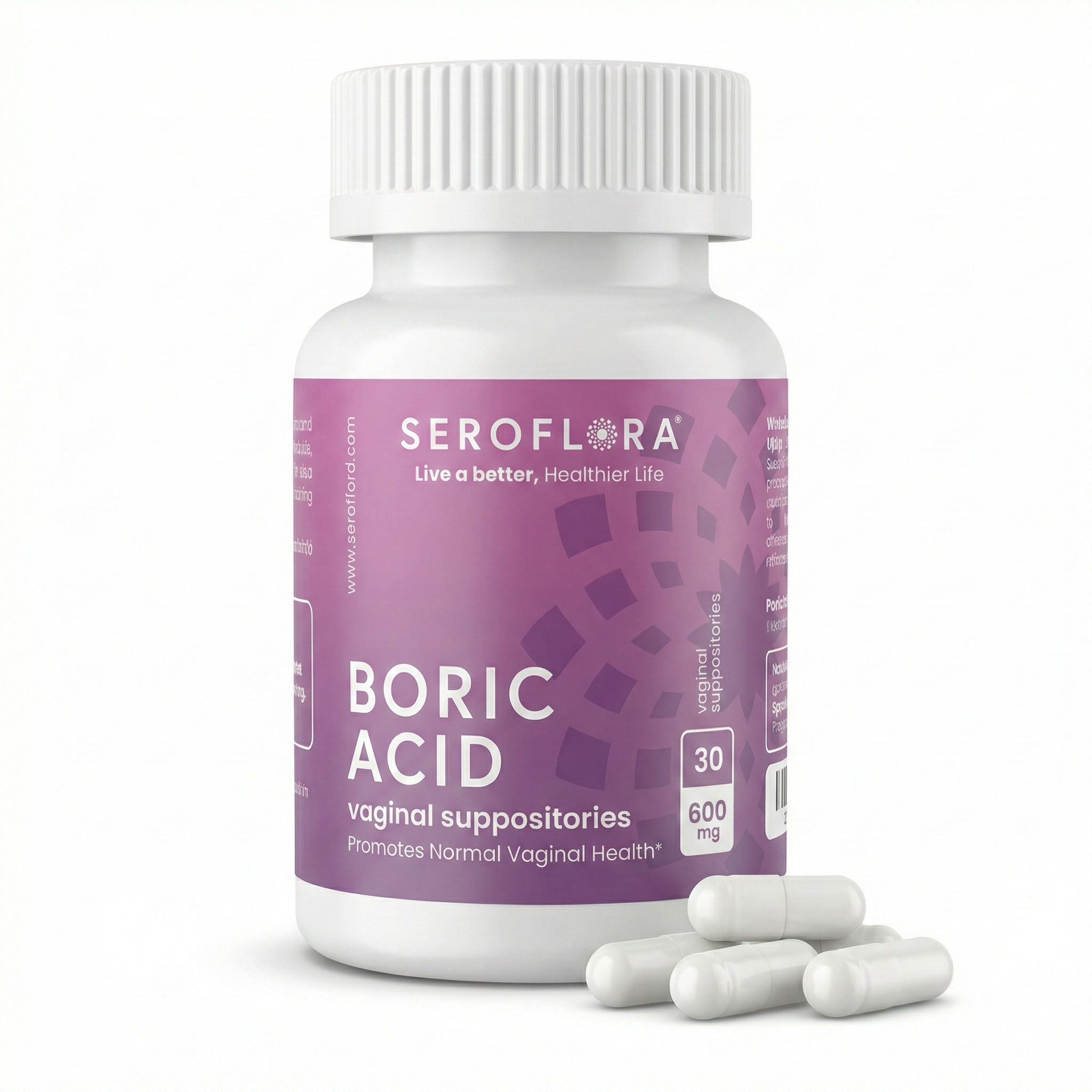 Seroflora Boric Acid Vaginal Suppositories 600mg 30 Count. by Seroflora