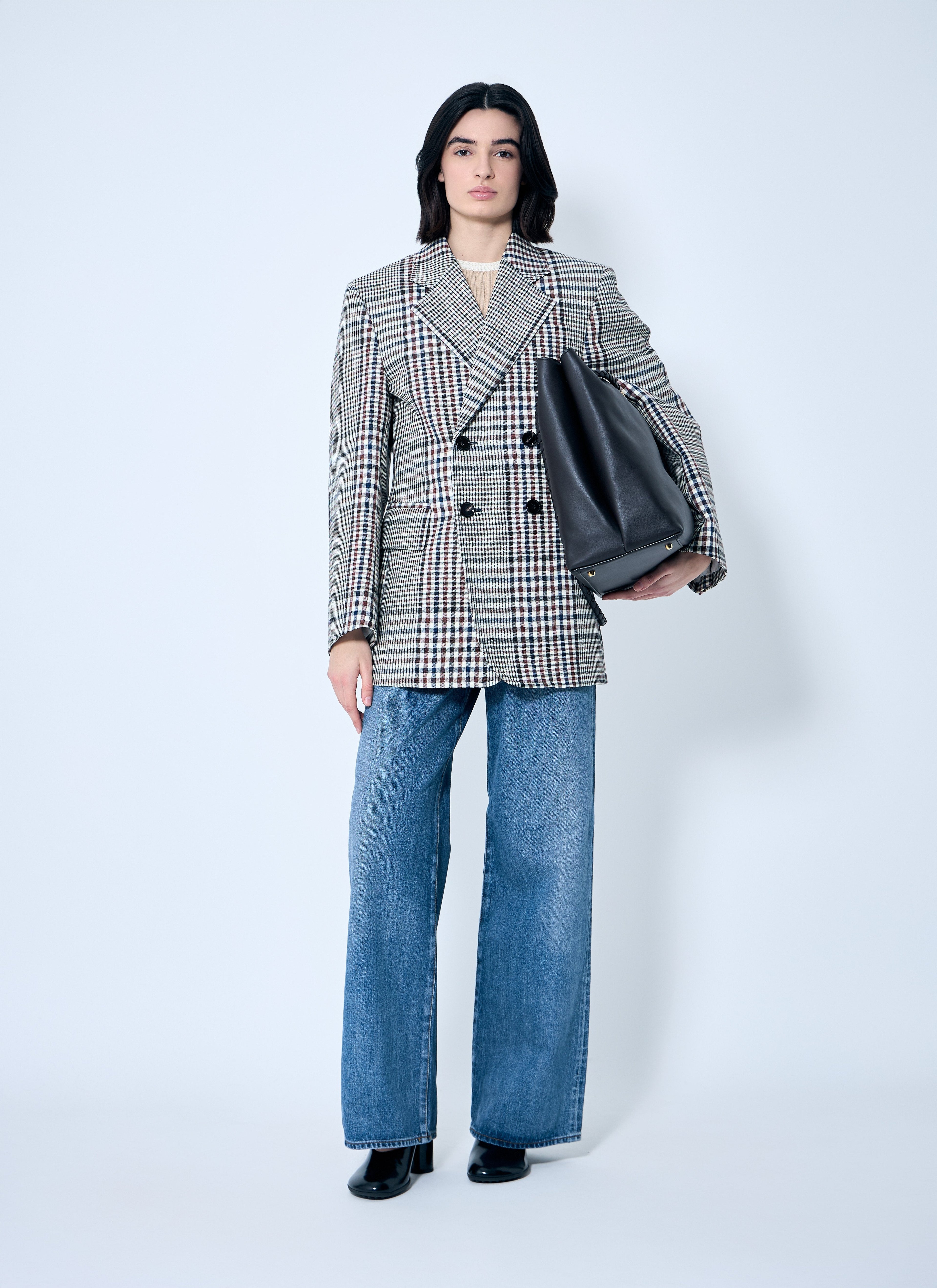 Bottega Veneta Women Structured Check-Cotton Blazer by Luosophy