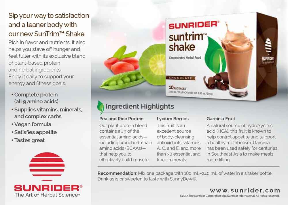NOW AVAILABLE SunTrim Shake - Unique Protein Shake by Sunrider