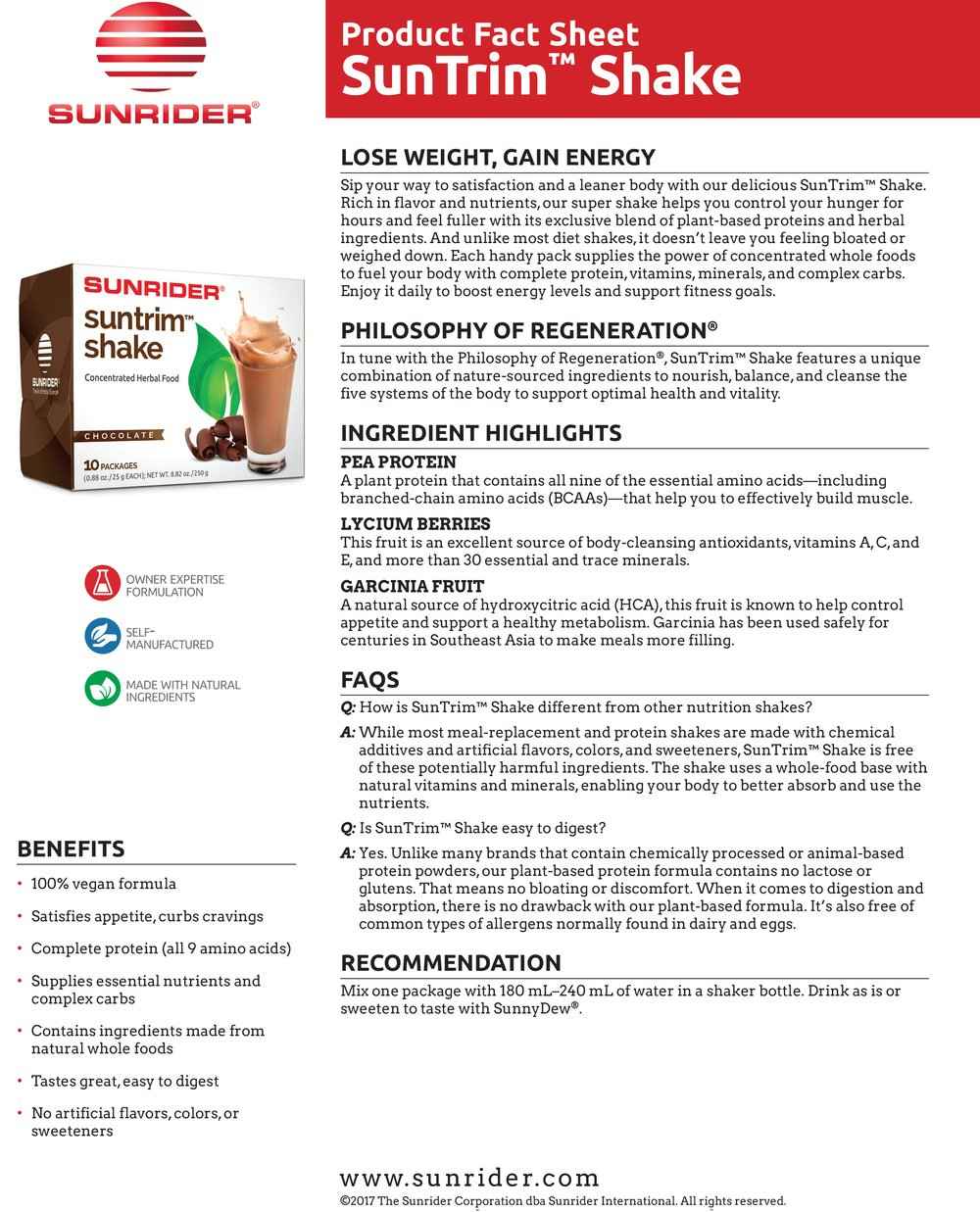 NOW AVAILABLE SunTrim Shake - Unique Protein Shake by Sunrider