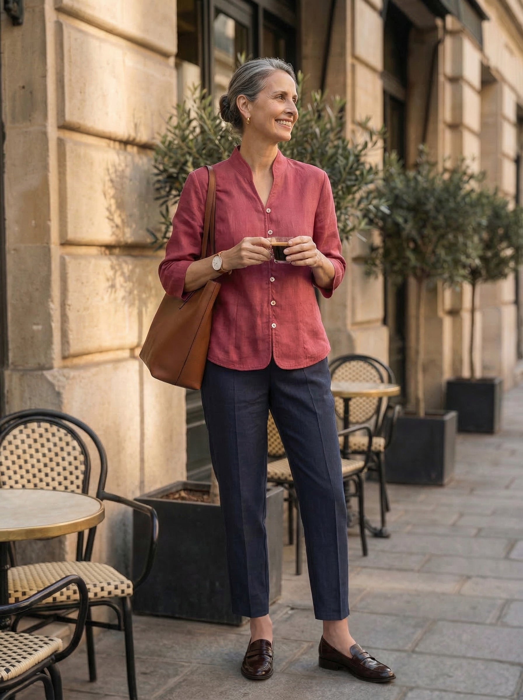 Linen Tailored Straight Cropped Pants LOGAN DestGlow