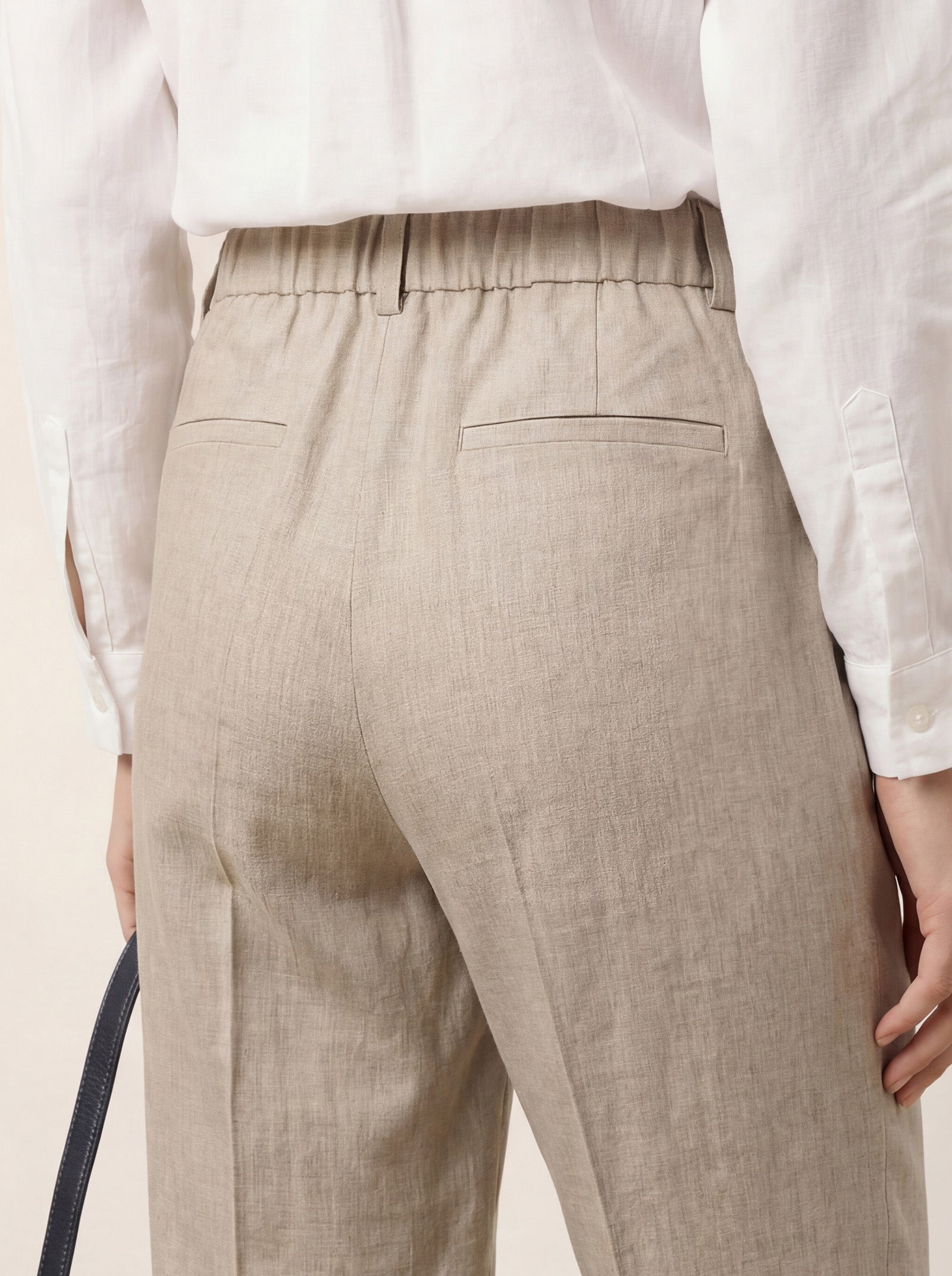 Linen Tailored Straight Cropped Pants LOGAN DestGlow