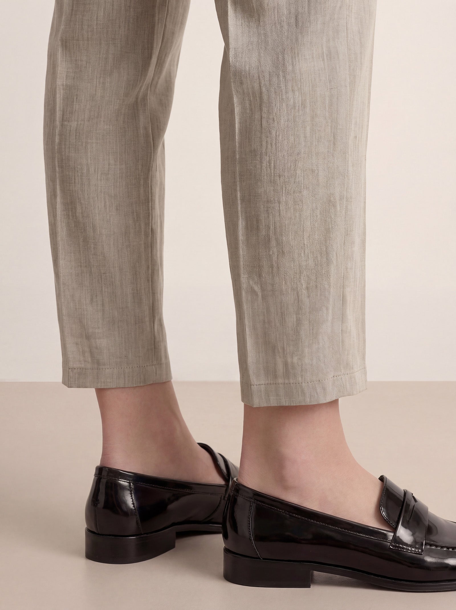 Linen Tailored Straight Cropped Pants LOGAN DestGlow