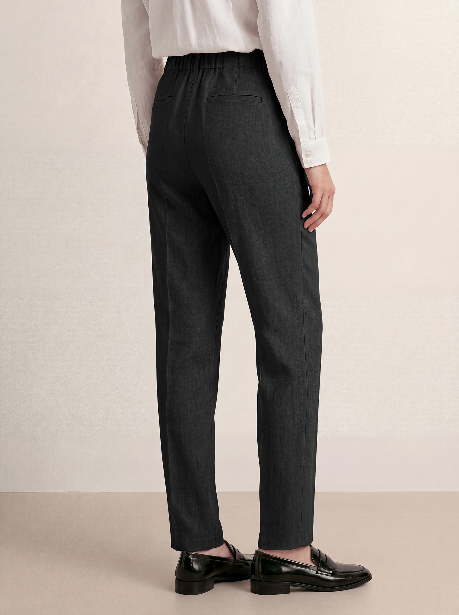 Linen Tailored Straight Full Length Pants LANDON by LINTICO