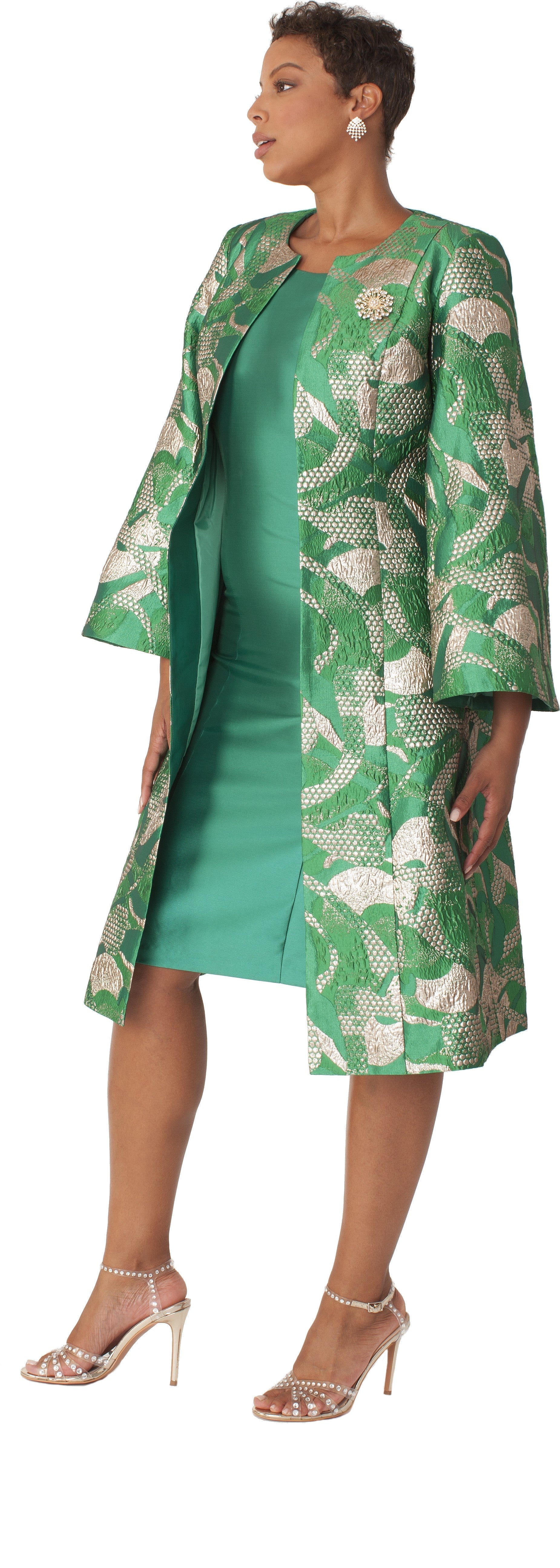 Brocade Jacket Dress & Dress Set with Bell Sleeves- 4852 by Tally Taylor