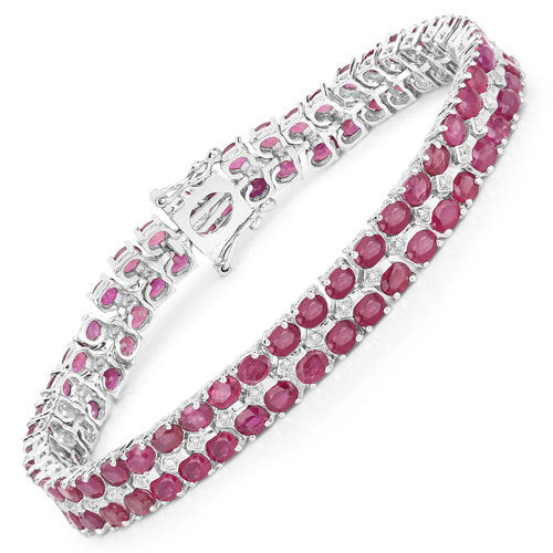 20.03 Carat Glass Filled Ruby and White Topaz .925 Sterling Silver Bracelet by Bids.com