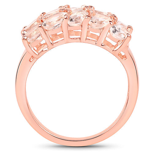 14K Rose Gold Plated 3.30 Carat Genuine Morganite .925 Sterling Silver Ring DestGlow