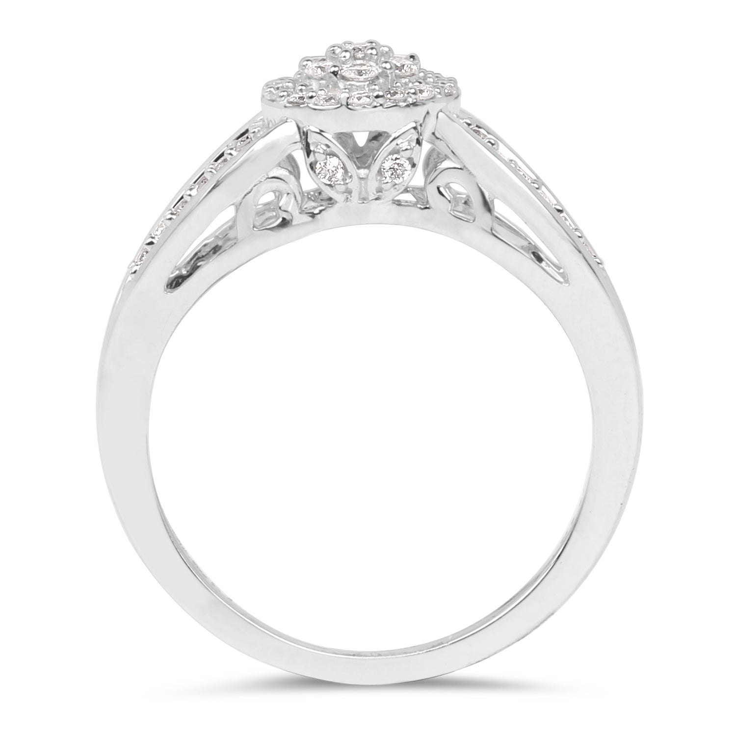 0.25 Carat Genuine White Diamond 14K White Gold Ring (E-F Color, SI Clarity) by Bids.com