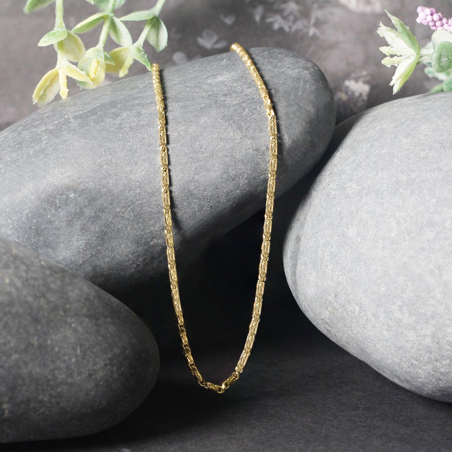 Diamond Cut Fancy Links Pendant Chain in 14k Yellow Gold (1.5mm) by Bids.com