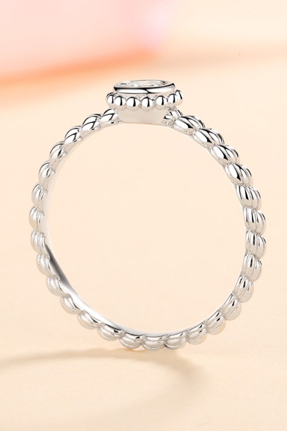 Brilliant Round Cut Sparkala™ Rhodium-Plated Beaded Ring by Sparkala