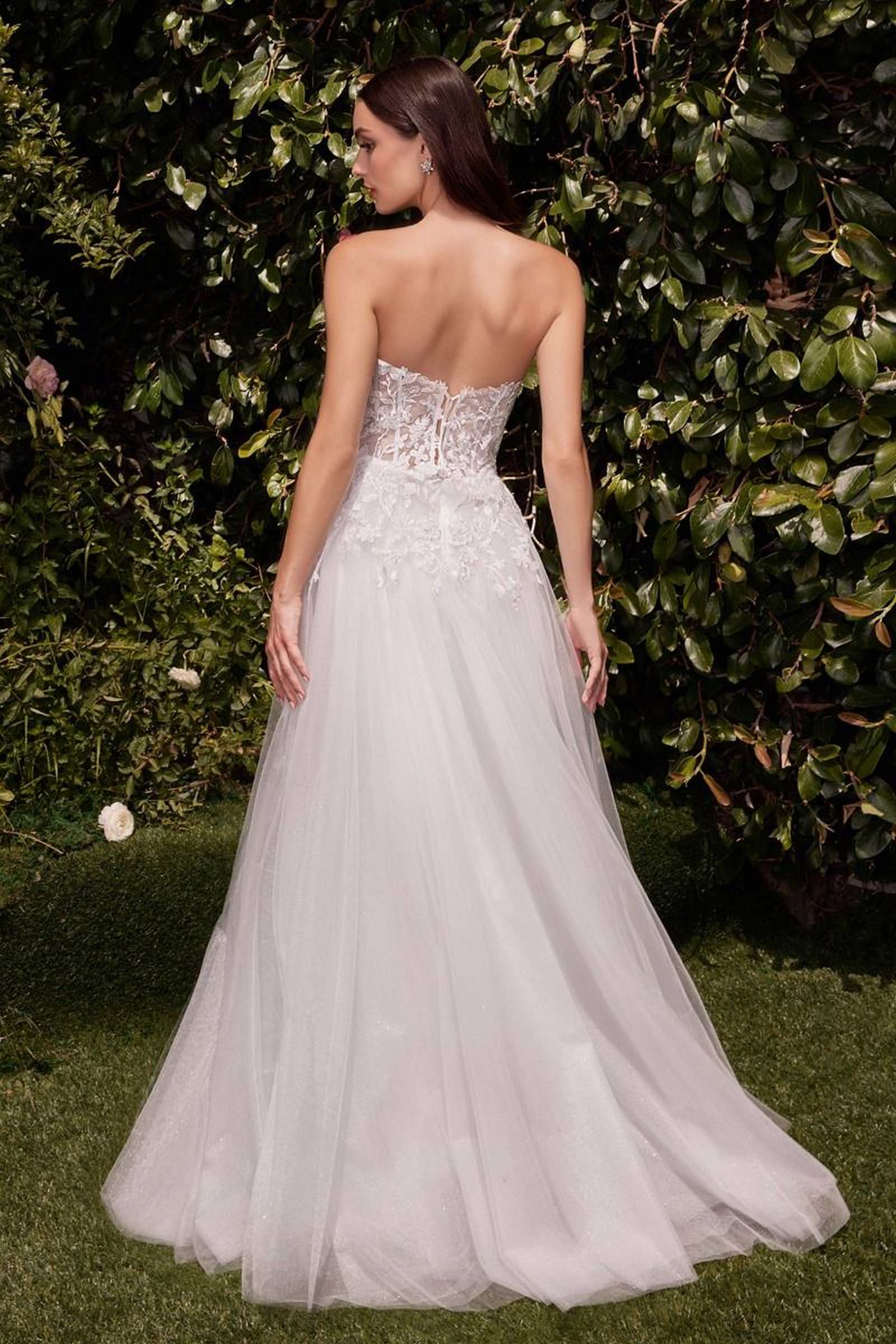 Ladivine C148W Strapless A-Line Lace & Tulle Wedding Dress by DiscountDressShop