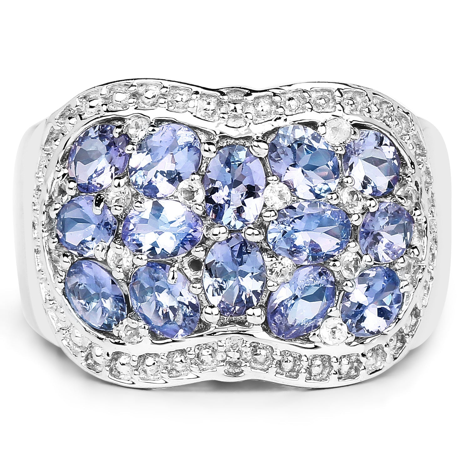 2.62 Carat Genuine Tanzanite and White Topaz .925 Sterling Silver Ring by Bids.com