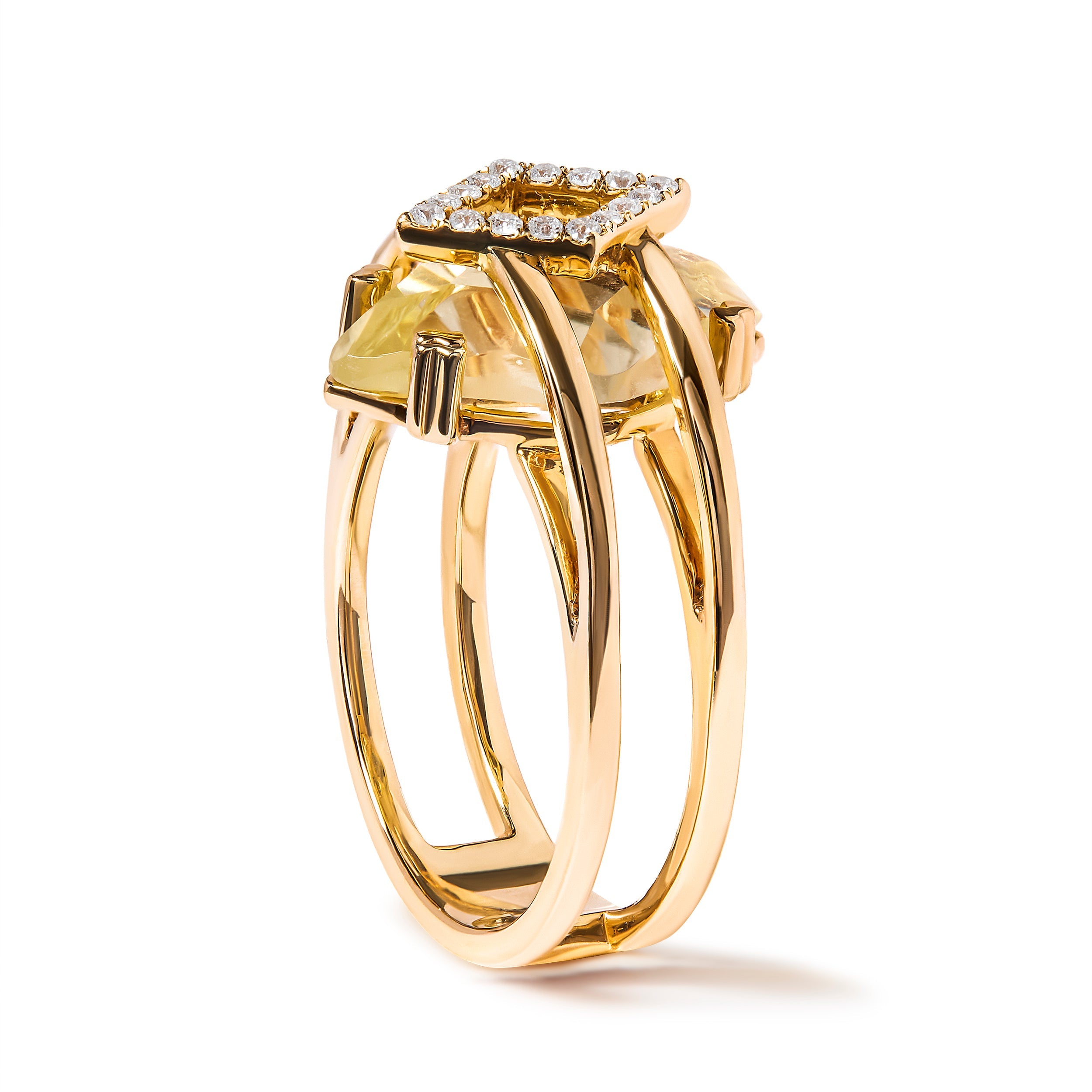 14K Yellow Gold 15x15 MM Marquise Cut Yellow Topaz and Diamond Accent Statement Cocktail Ring (G-H Color, SI1-SI2 Clarity) by Bids.com