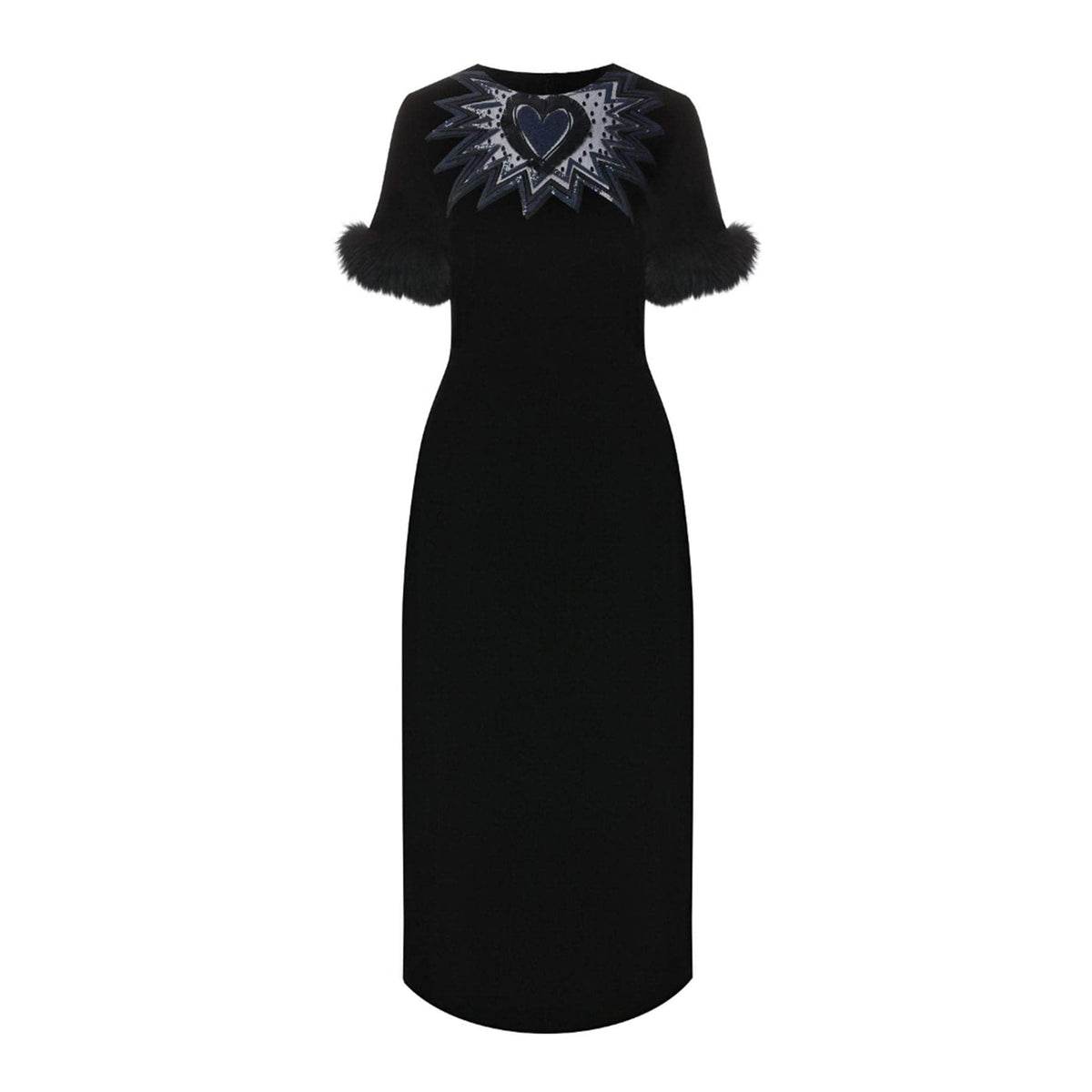 Fendi Fur Trim Velvet Midi Dress Women DestGlow