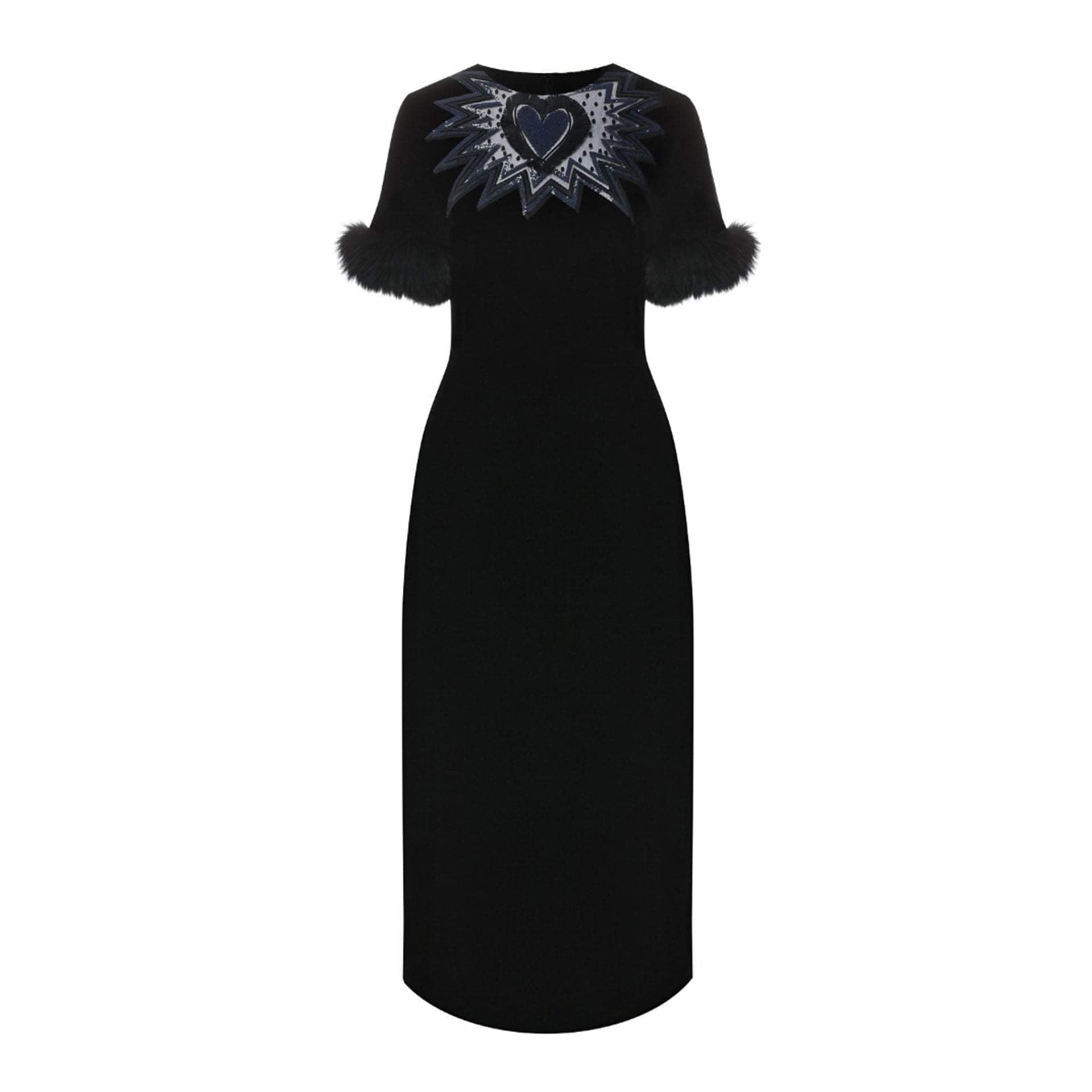 Fendi Fur Trim Velvet Midi Dress Women DestGlow