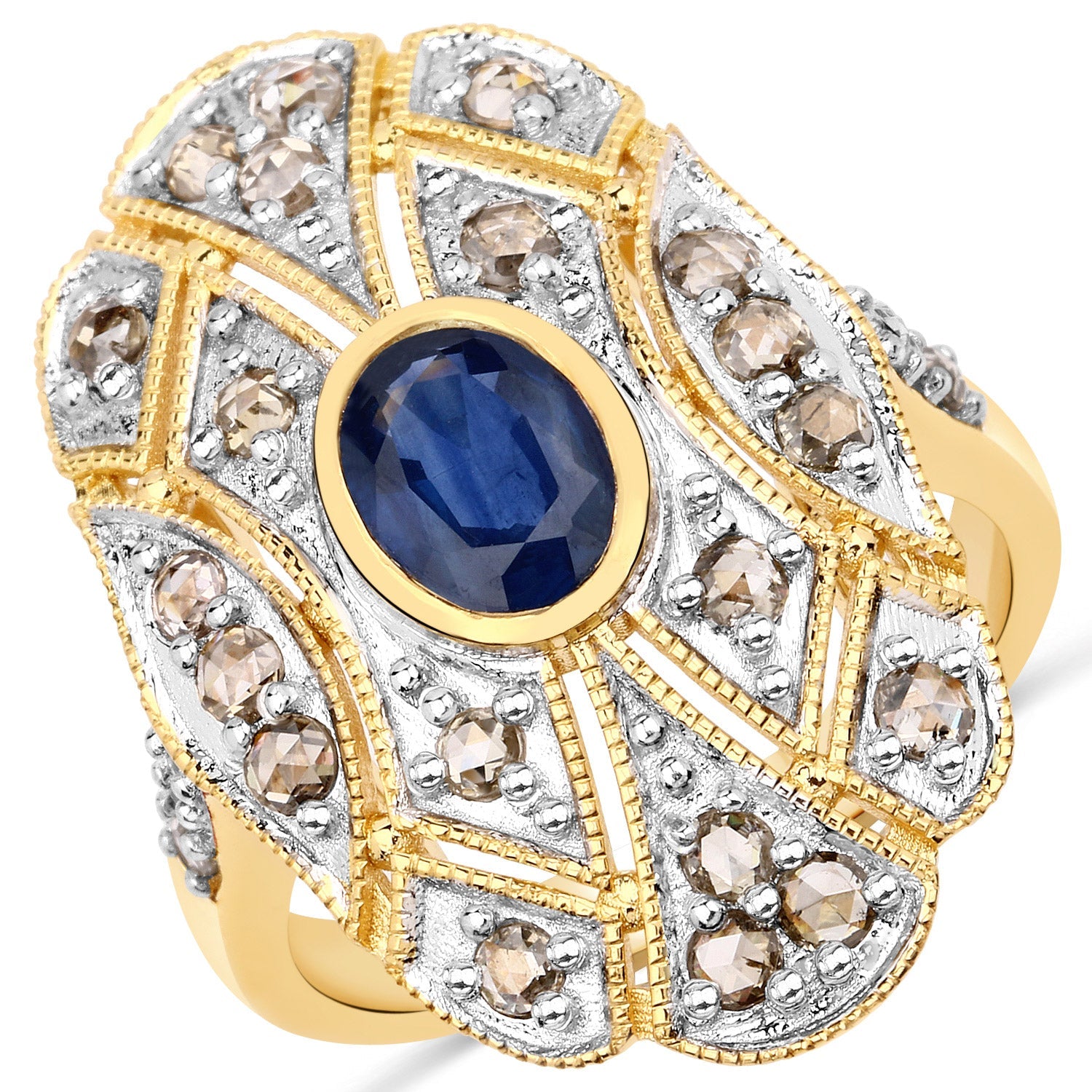 1.84 Carat Genuine Blue Sapphire and Diamond .925 Sterling Silver Ring by Bids.com