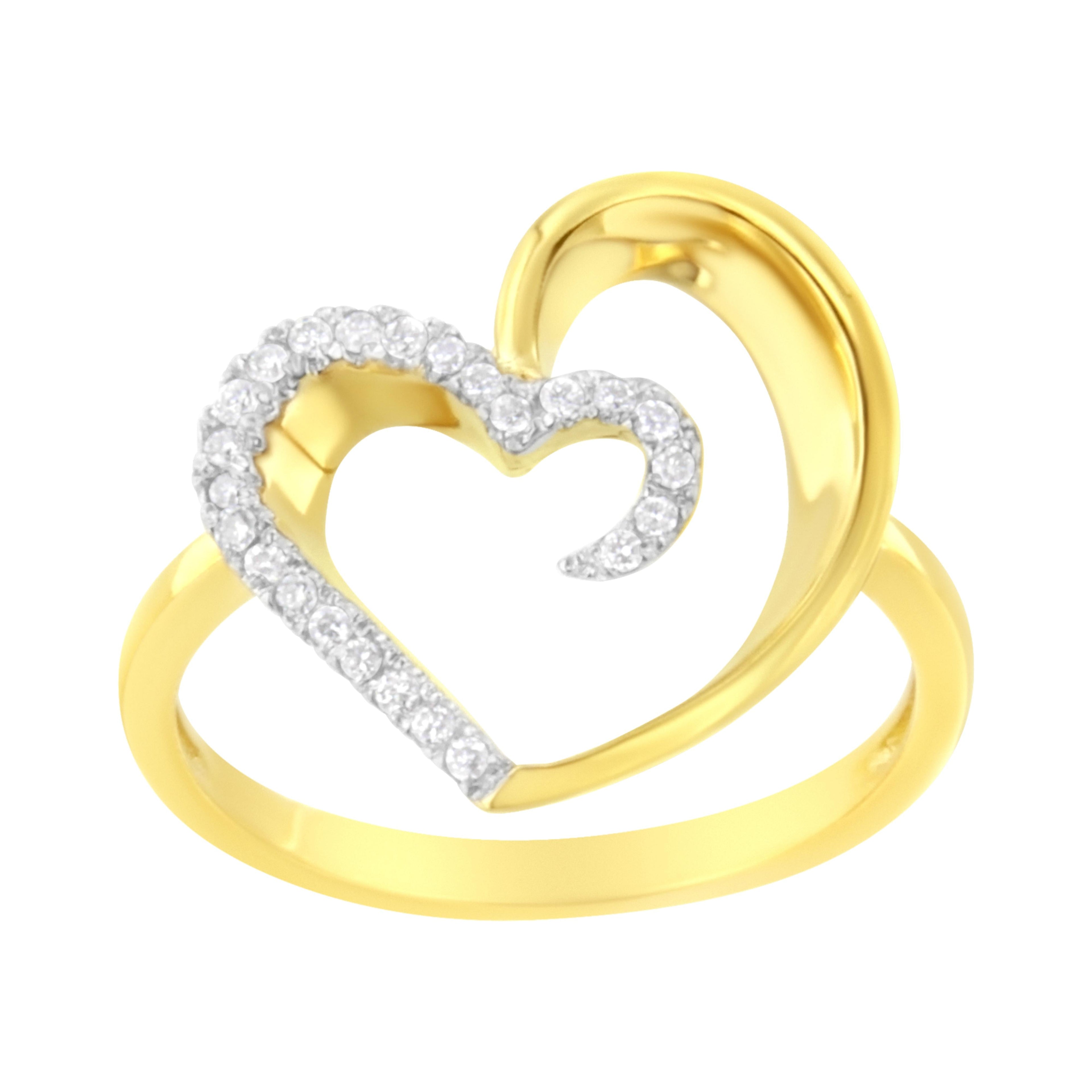 14KT Yellow Gold 1/10 ctw. Diamond Heart Shape Ring (K-L, I1-I2) - Size 7 by Bids.com