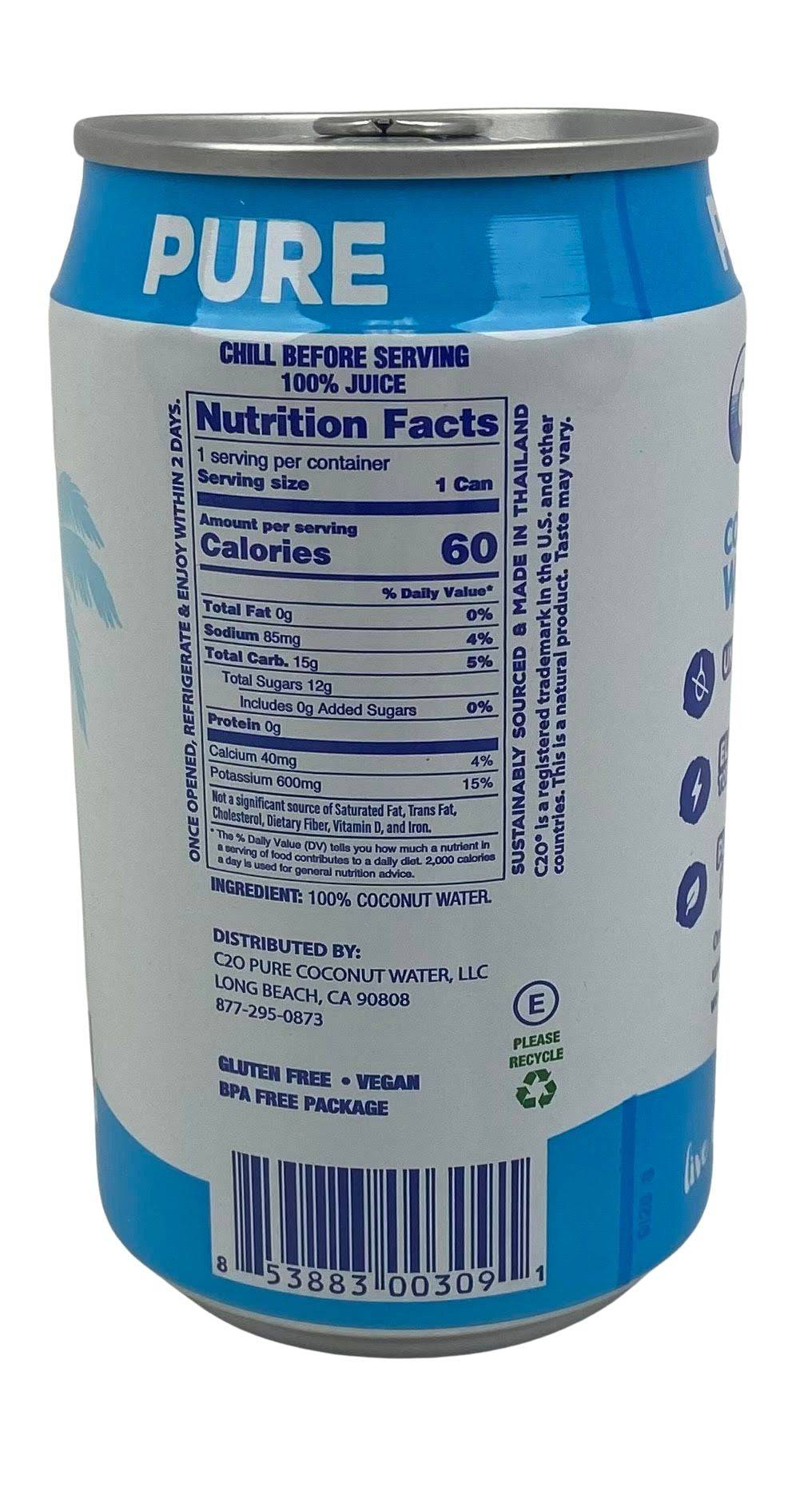C2O Coconut Water 100% Pure (8 Can Pack) DestGlow