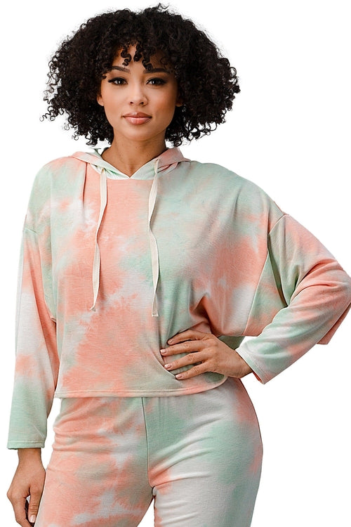 Women's French Terry Tie-Dye Lounge Set - Hooded Sweatshirt & Jogger Pants