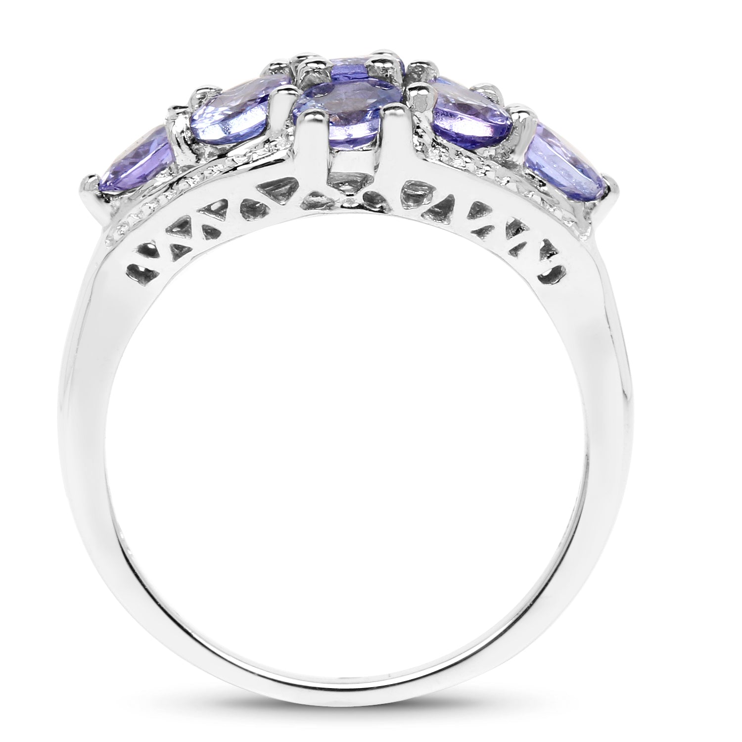 2.07 Carat Genuine Tanzanite .925 Sterling Silver Ring