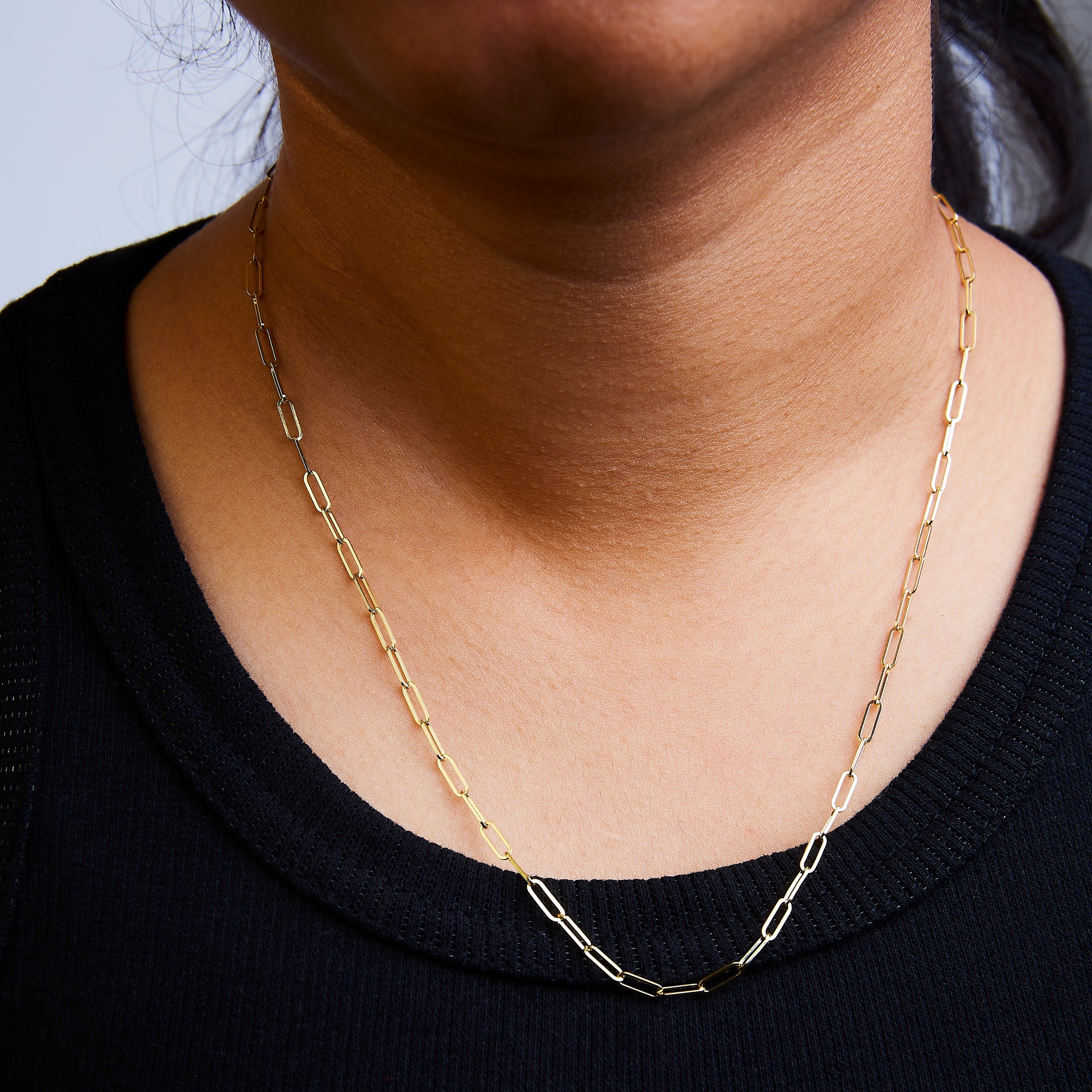 Solid 14K Yellow Gold 2.5mm Paperclip Chain Necklace Unisex 18" Inches by Bids.com