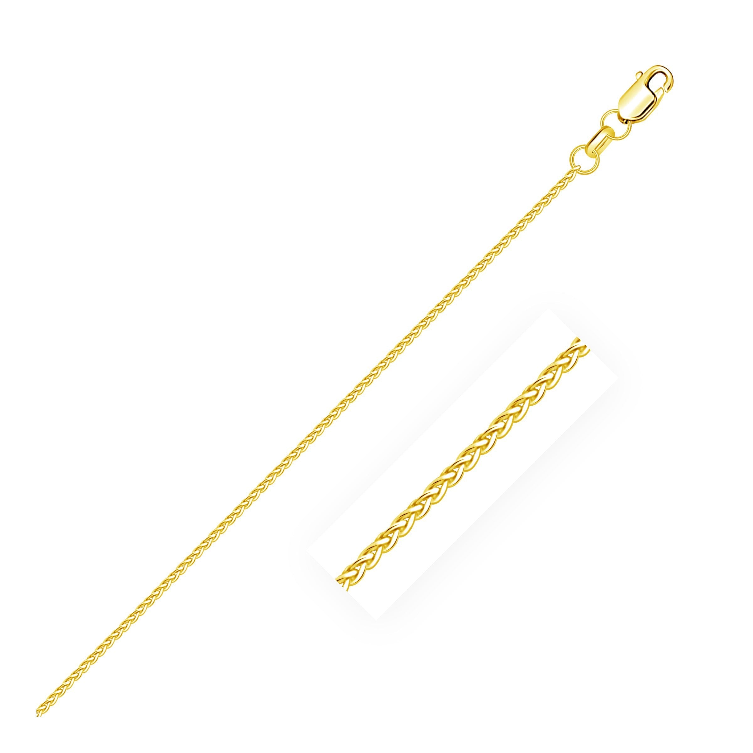14k Yellow Gold Diamond Cut Round Wheat Chain 1.1mm by Bids.com