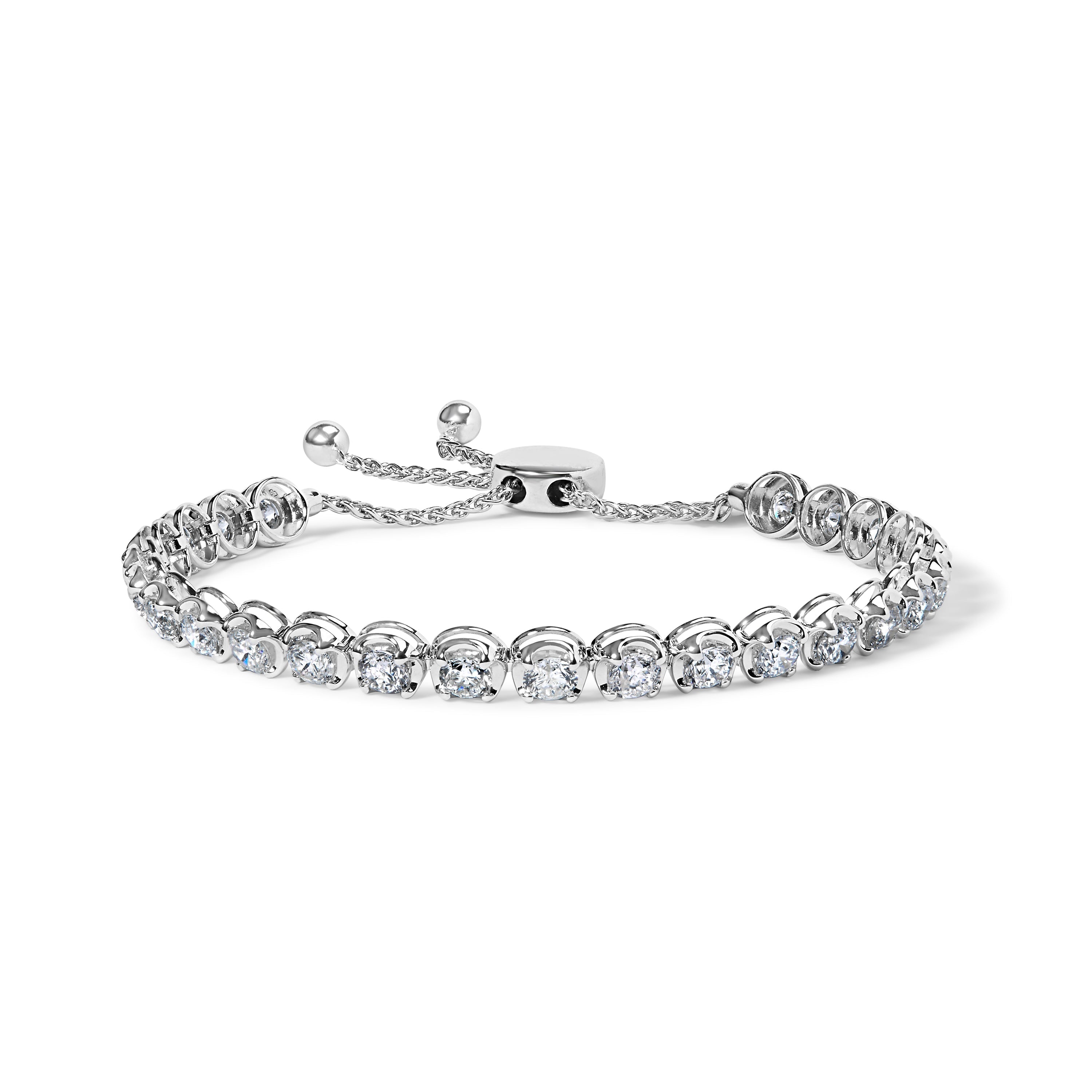14K White Gold 6.00 Cttw Diamond 4â€-10†Adjustable Bolo Tennis Bracelet (I-J Color, I1-I2 Clarity) DestGlow