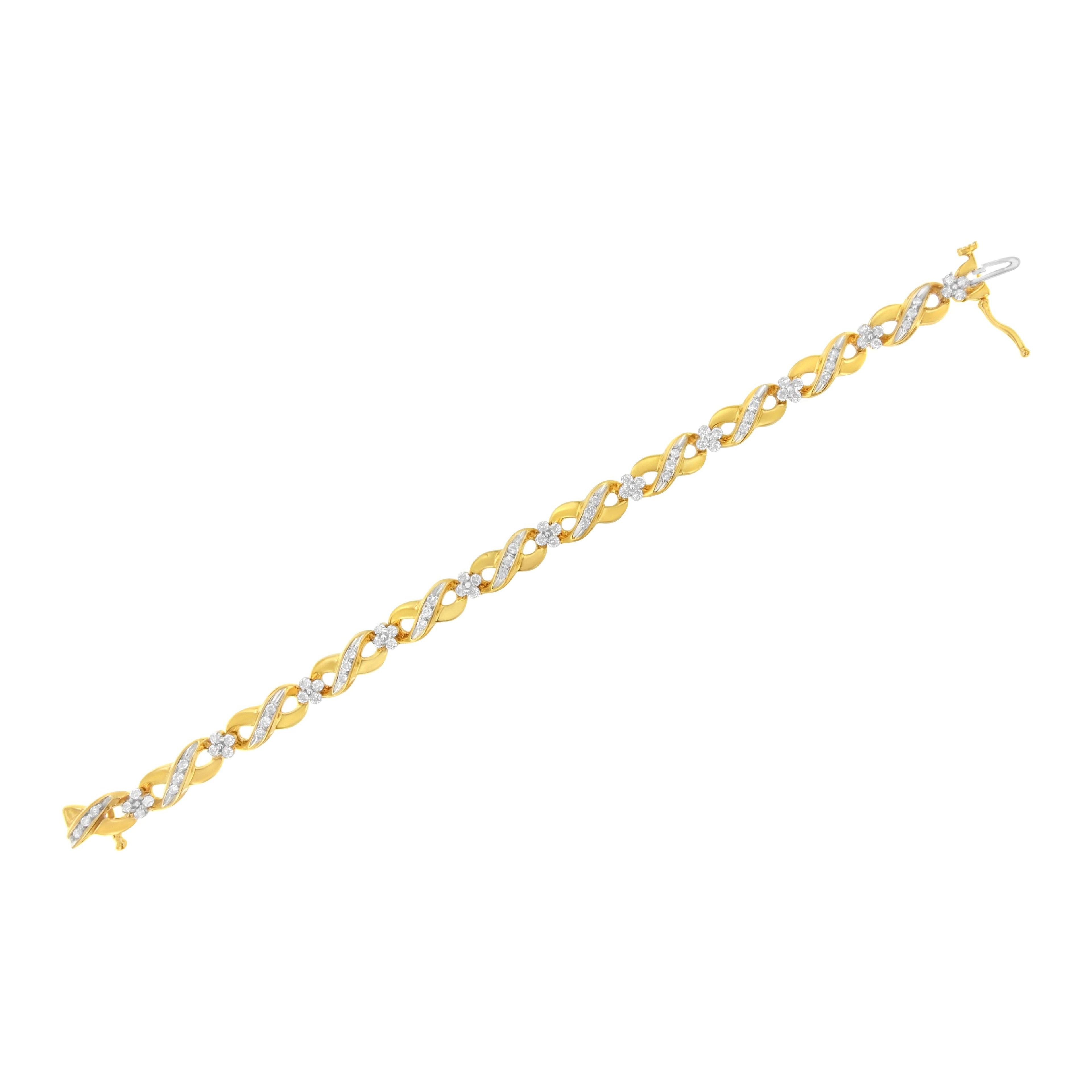 10K Yellow Gold Round-Cut Diamond Infinite Love Bracelet (1.00 cttw, I-J Color, I2-I3 Clarity) by Bids.com