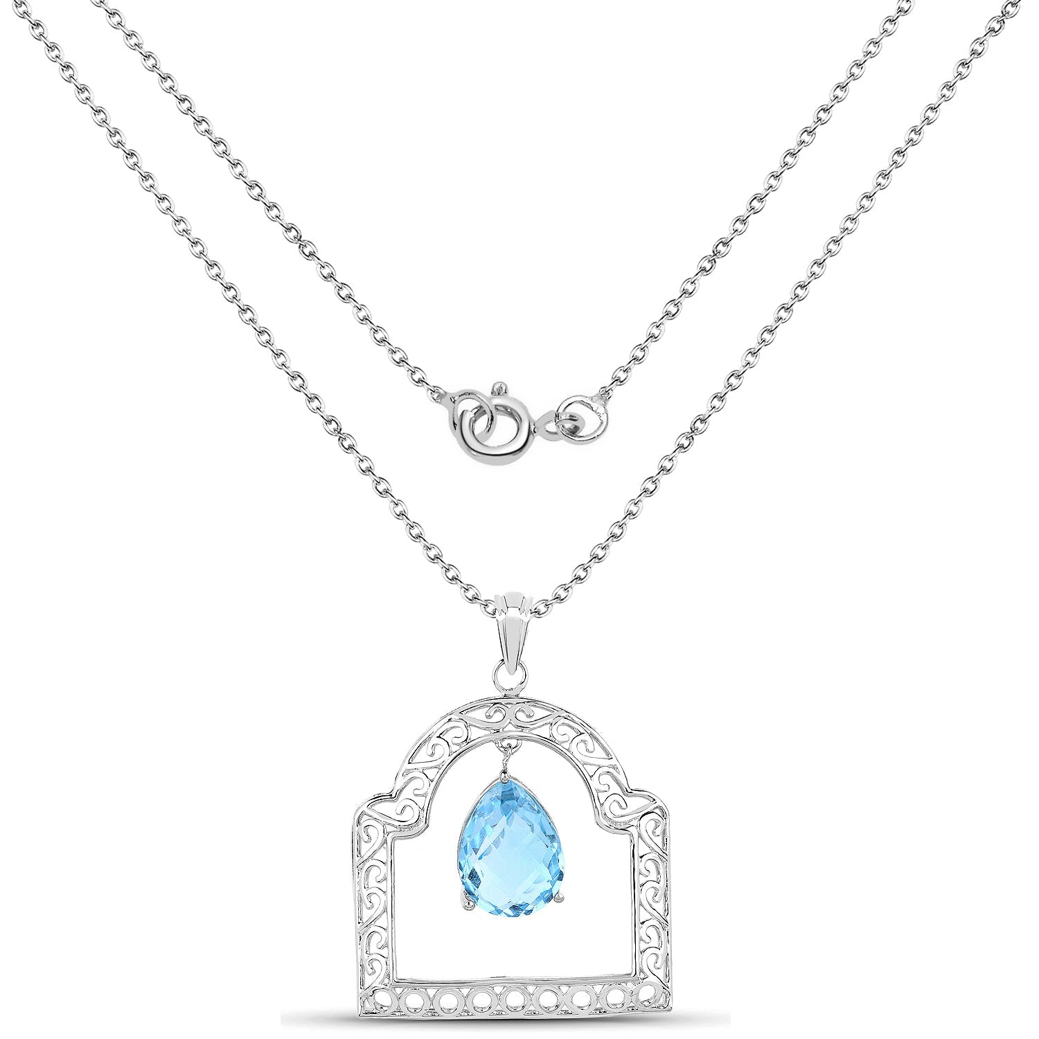 10.50 Carat Genuine Swiss Blue Topaz .925 Sterling Silver Pendant by Bids.com