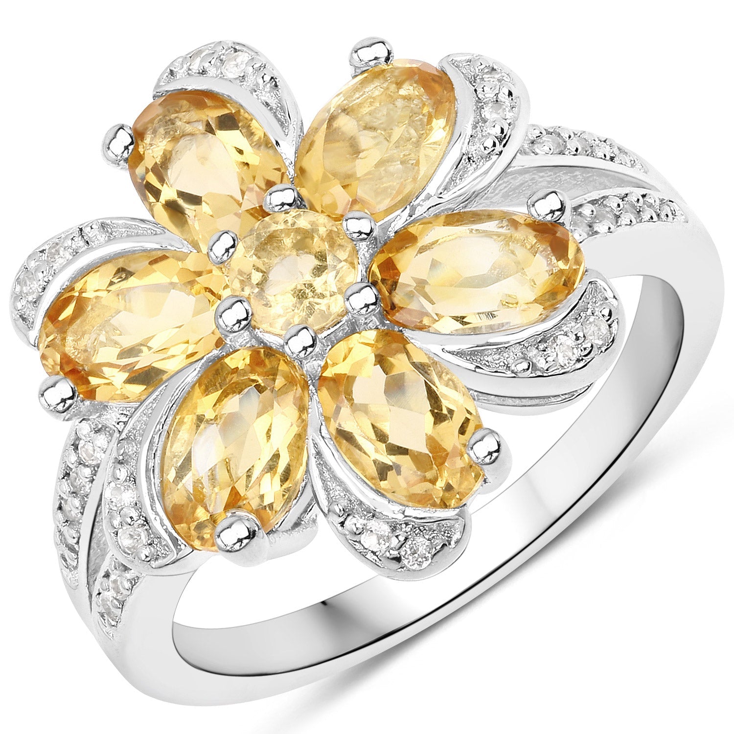 7.92 Carat Genuine Citrine and White Topaz .925 Sterling Silver 3 Piece Jewelry Set (Ring, Earrings, and Pendant w/ Chain) by Bids.com